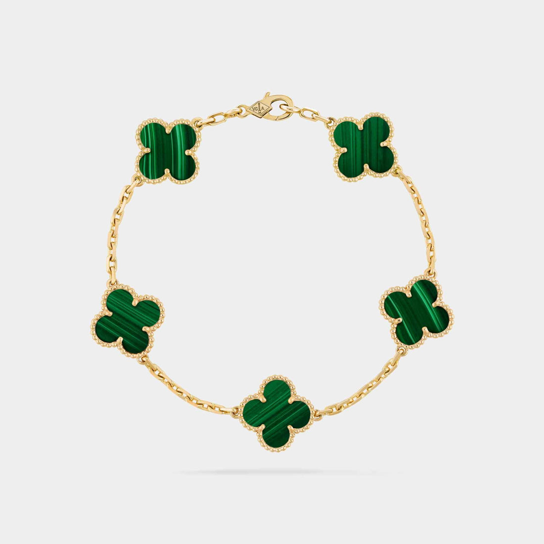 Van Cleef &amp; Arpels Alhambra Gold Motifs Bracelet Malachite , Linked View