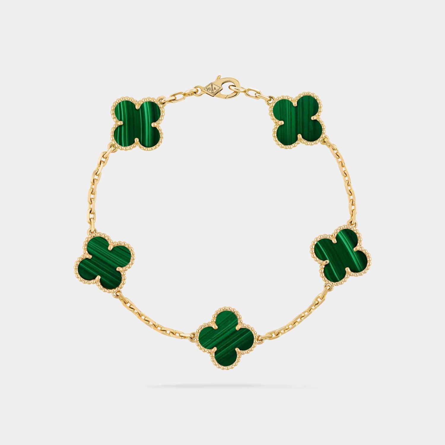 Van Cleef &amp; Arpels Alhambra Gold Motifs Bracelet Malachite , Linked View