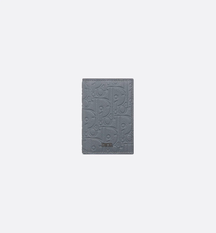 Vertical Bifold Card Holder Deep Gray Dior Gravity Leather