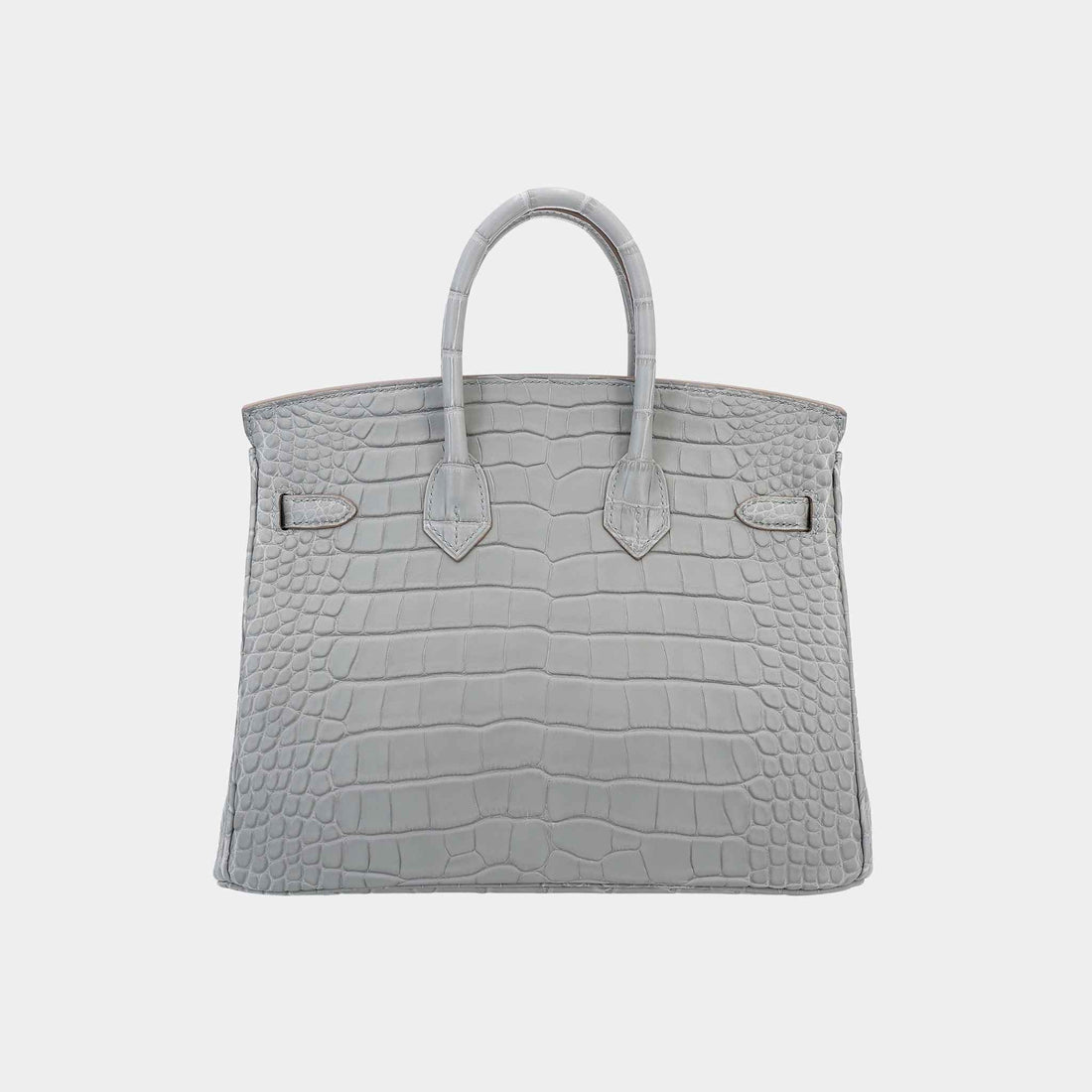 حقيبة Birkin 25 من تمساح مات Alligator بلون Gris Perle مع حليات ذهبية