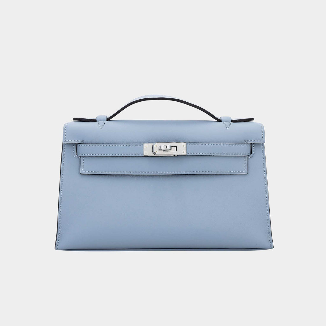 حقيبة Kelly Pochette Swift بلون Bleu Lin مع حليات بلاديوم