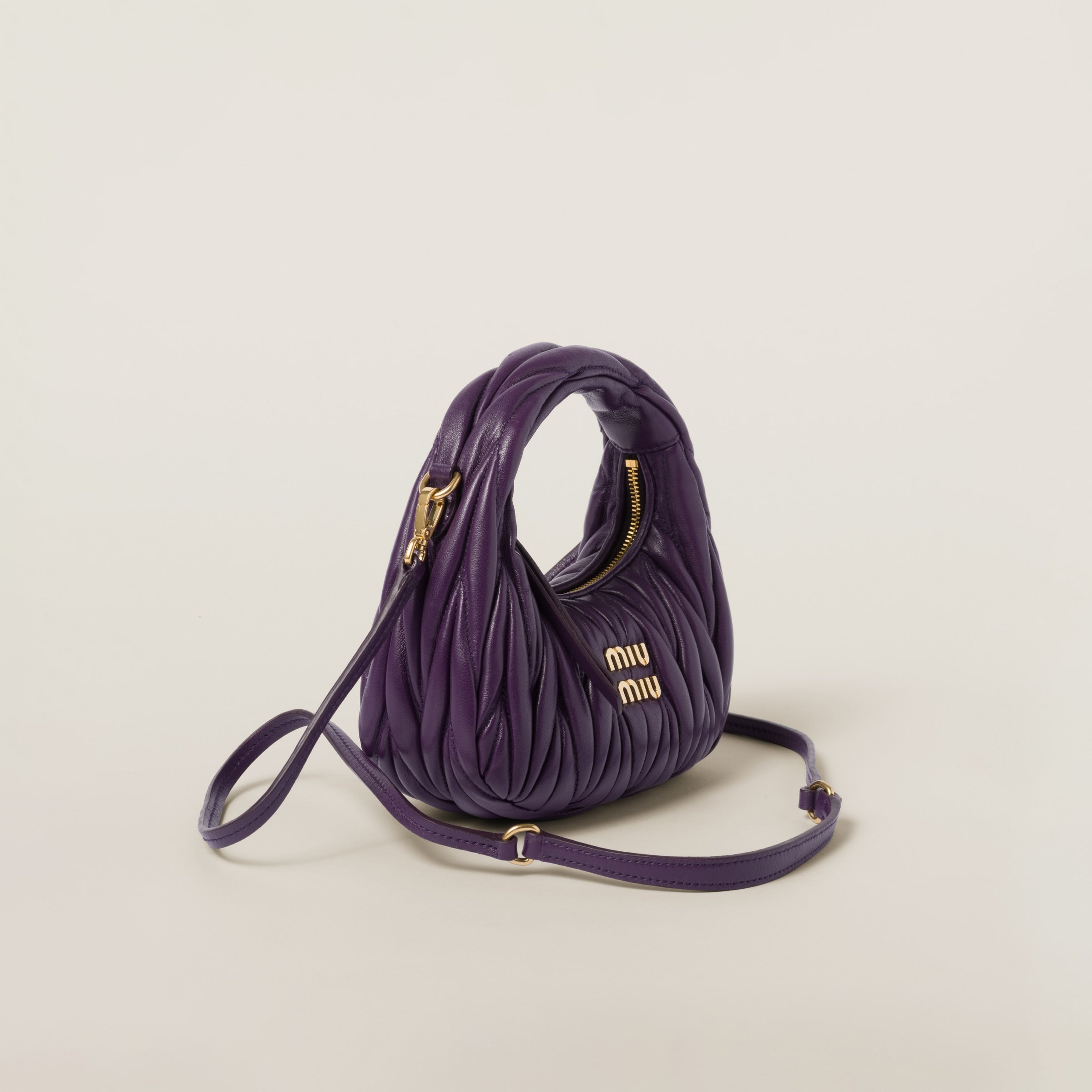 Wander matelassé nappa leather hobo mini-bag