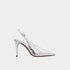 Alaia Art Deco Slingbacks In Mirror Calfskin, Silver, Side View