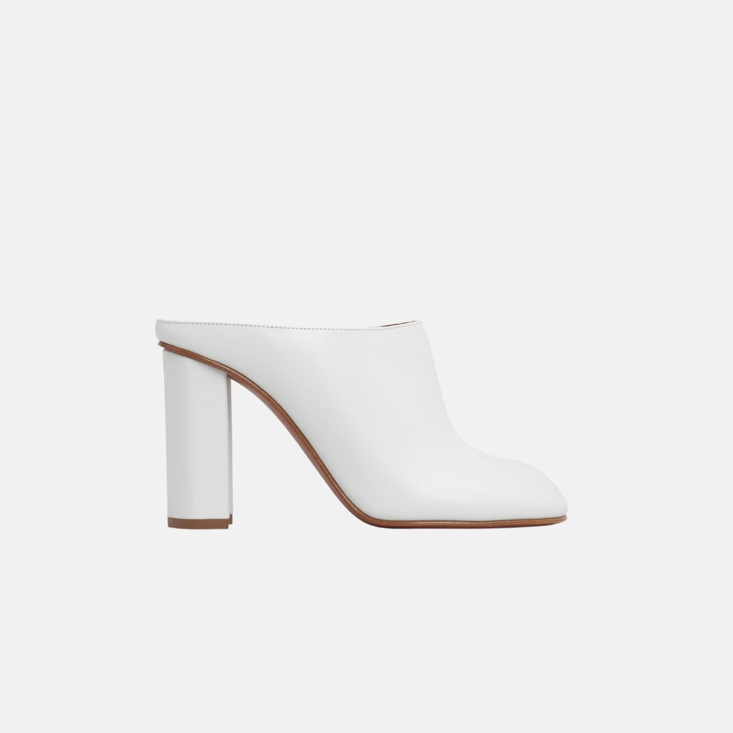 Alaia Babylone Mules In Calfskin, White, Side