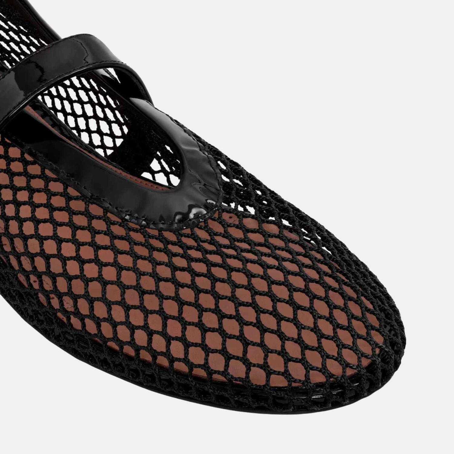 Alaia Ballet Flats In Fishnet, Black, Close