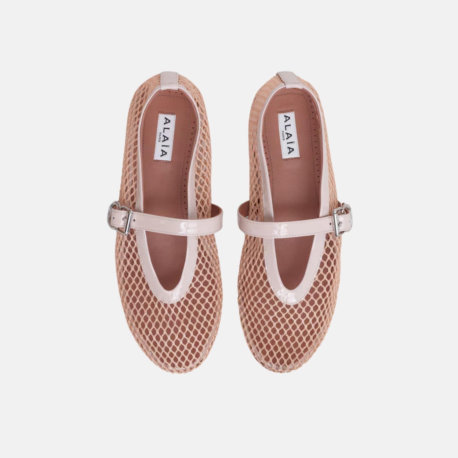 Alaia Ballet Flats In Fishnet, Nude, Top