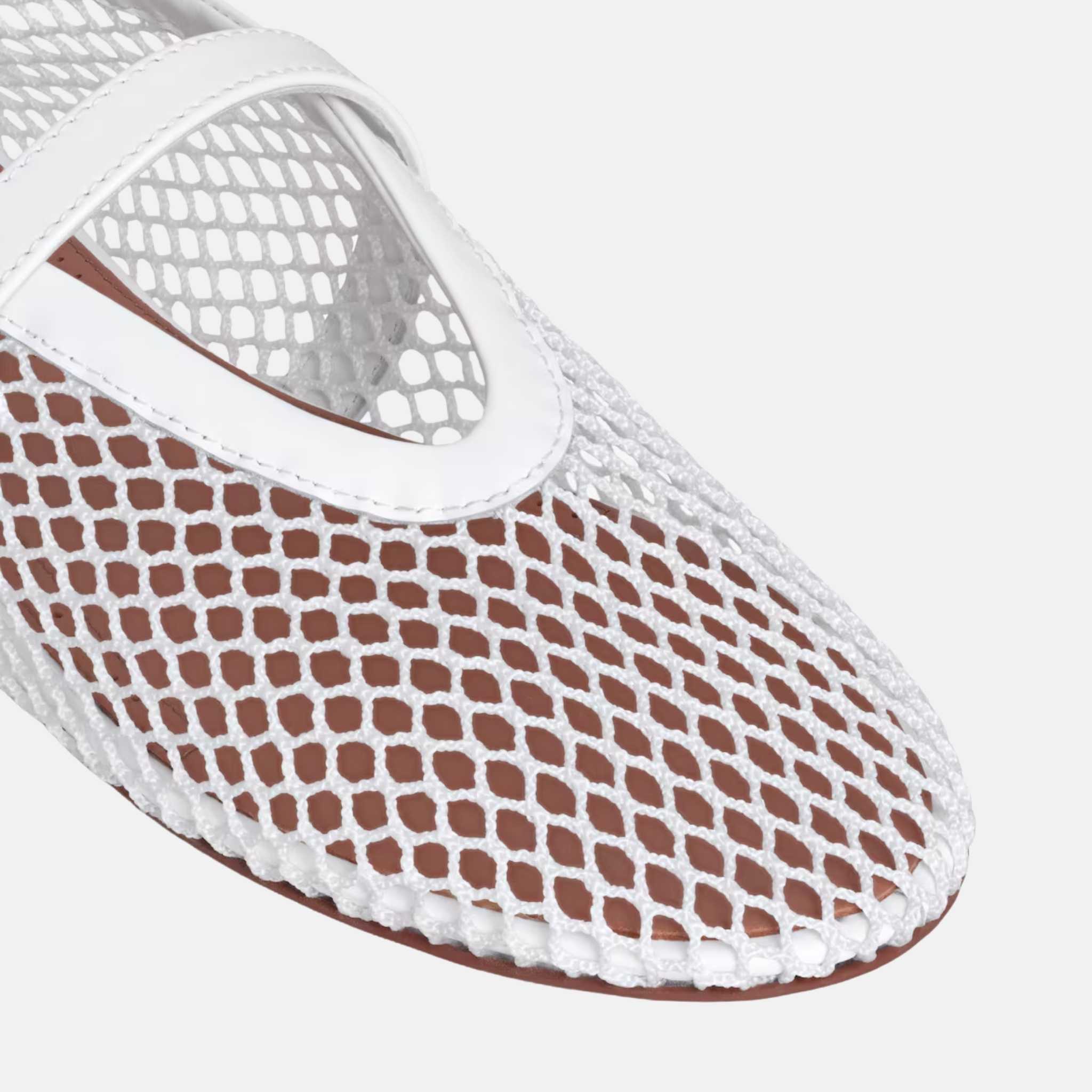 Alaia Ballet Flats In Fishnet, White, Close