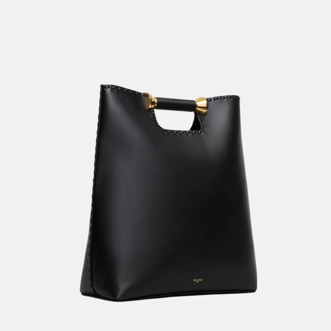 Alaia Bobine Tote Bag In Calfskin, Black, Side