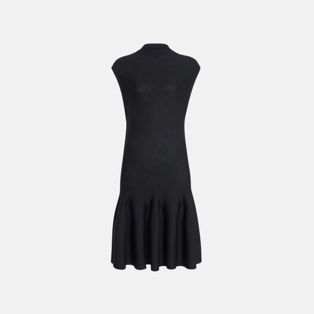 Alaia Cap Sleeve Dress In Sculptural Godet Knit, Black