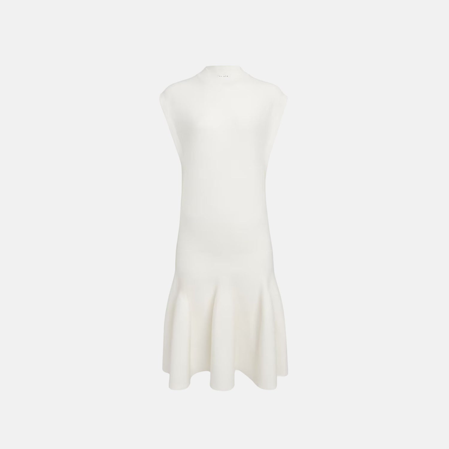 Alaia Cap Sleeve Dress In Sculptural Godet Knit, White
