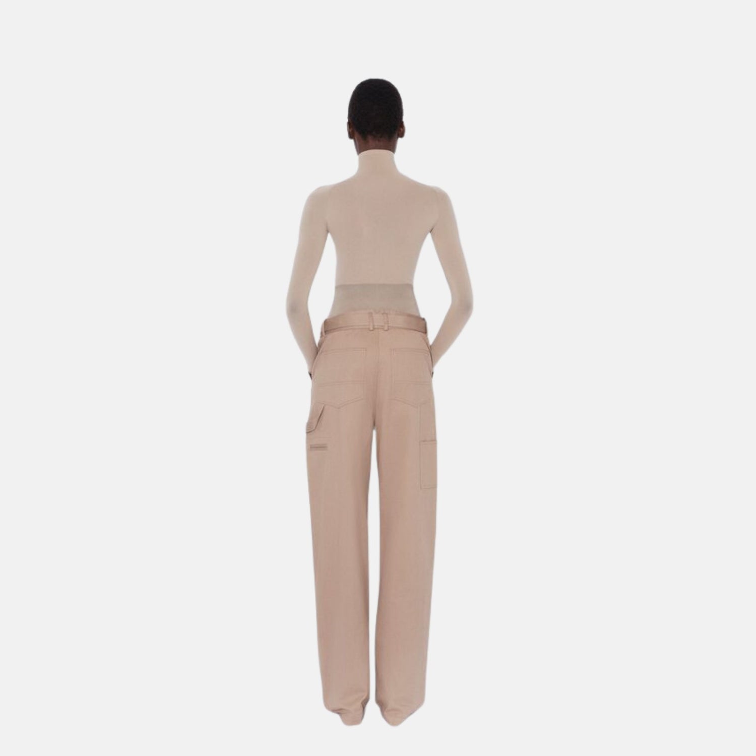 Alaia Cargo Trousers With Knit Band, Tan, Back