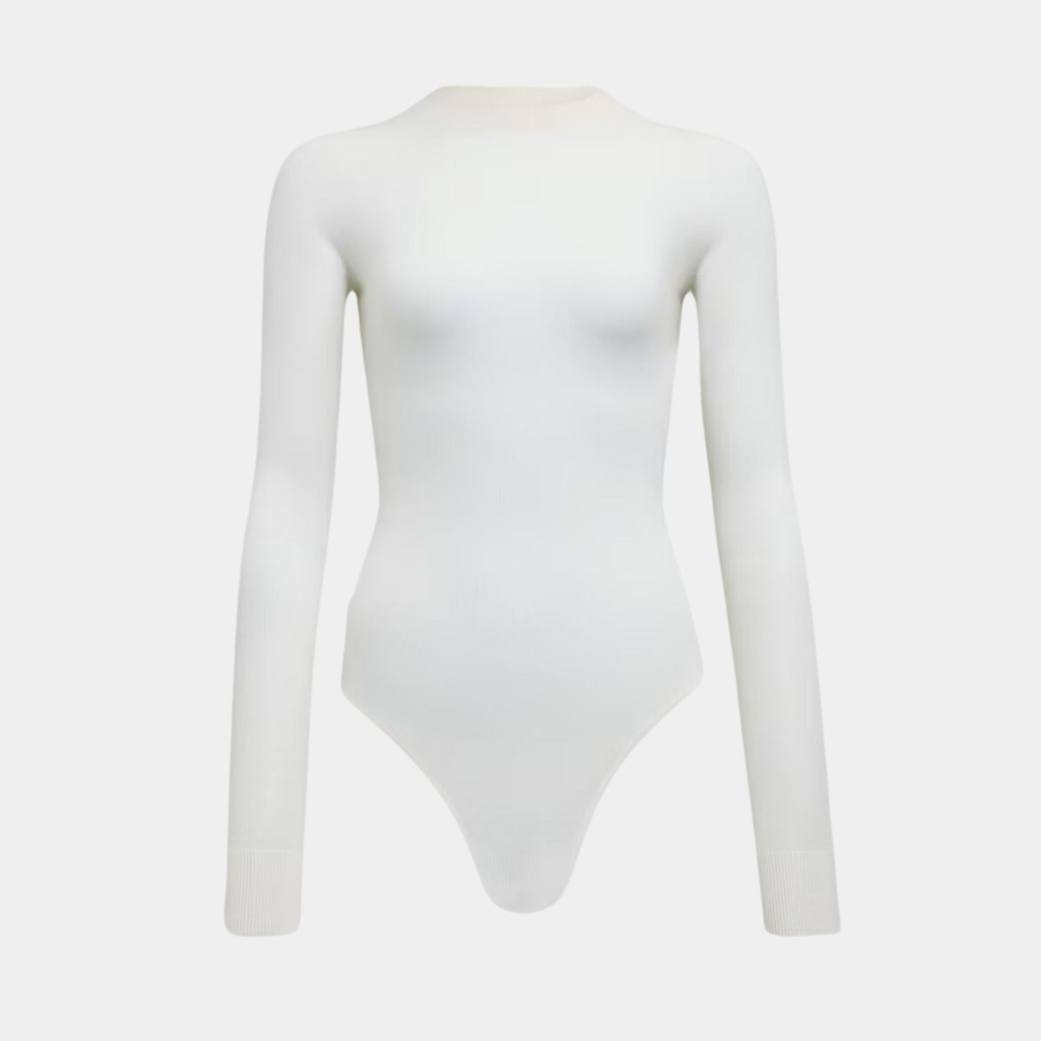 Alaia Cashmere Bodysuit, White, Front View