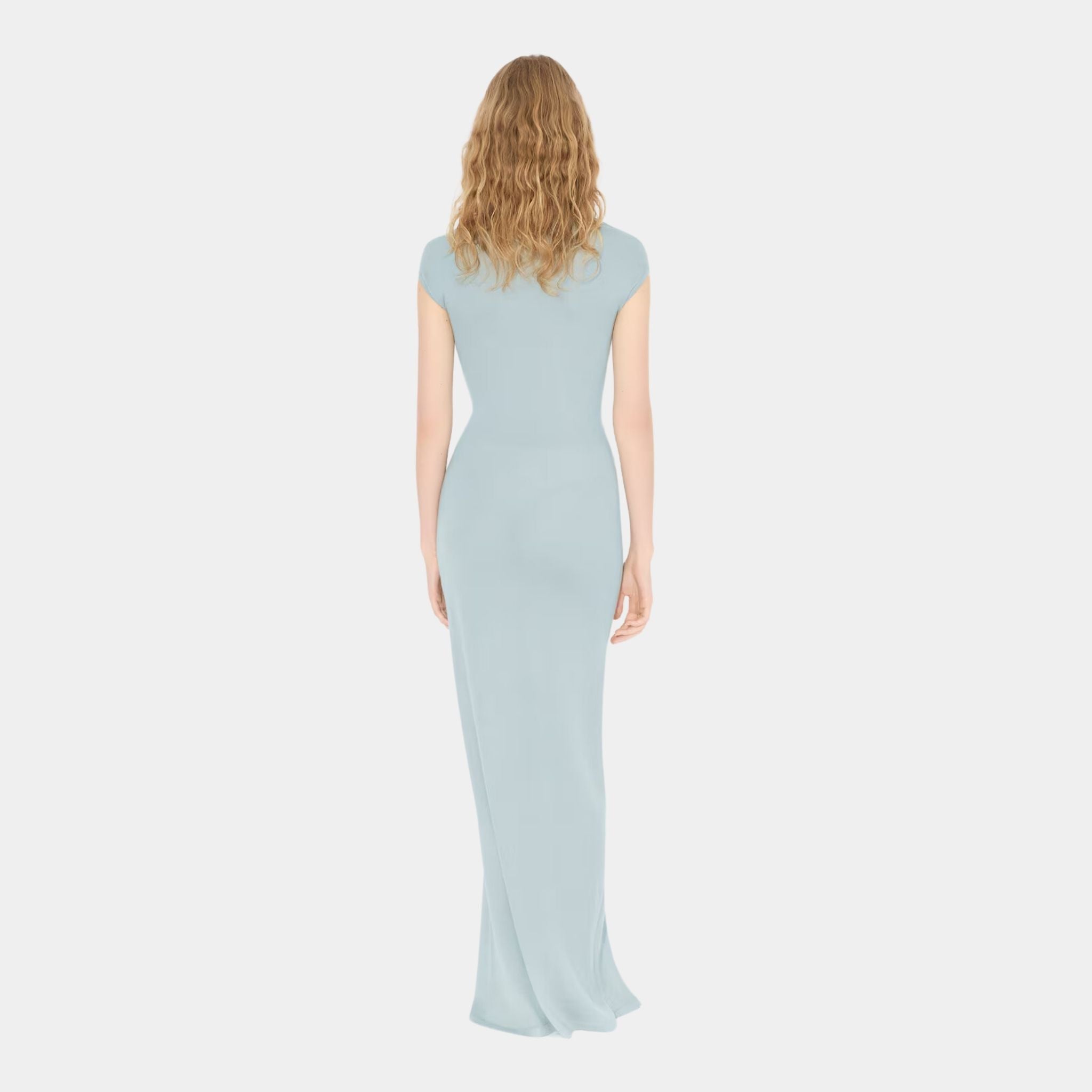 Alaia Cashmere Dress, Blue, Back in Model View