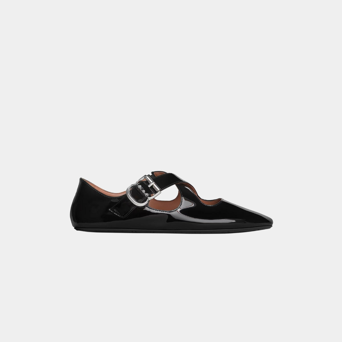 Criss Cross Ballet Flats In Patent Calfskin
