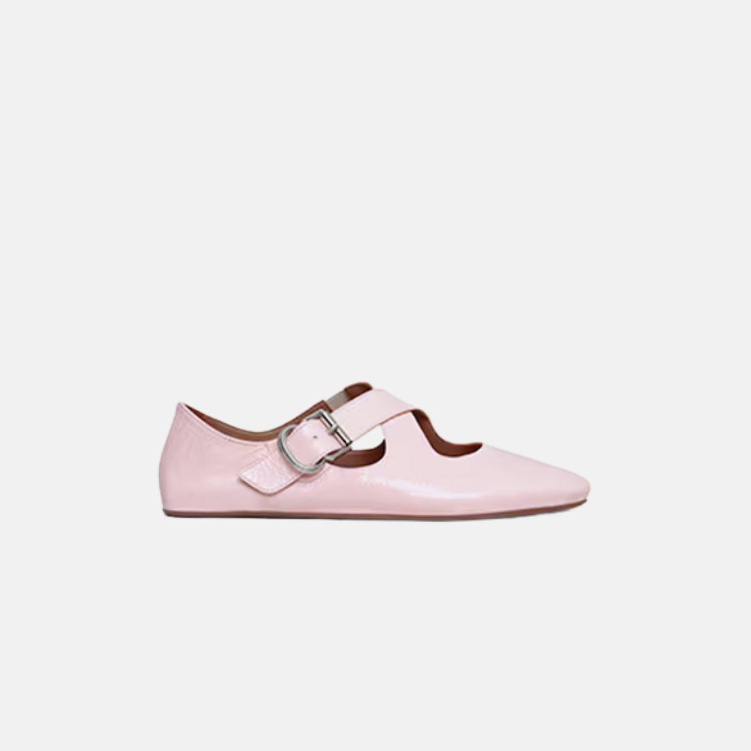 Alaia Criss Cross Ballet Flats In Patent Calfskin, Pink, Side