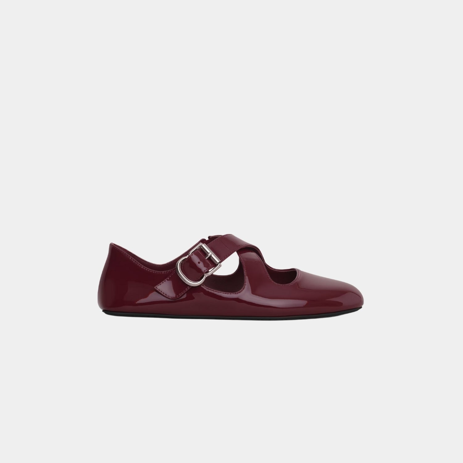 Alaia Criss Cross Ballet Flats In Patent Calfskin, Red, Side