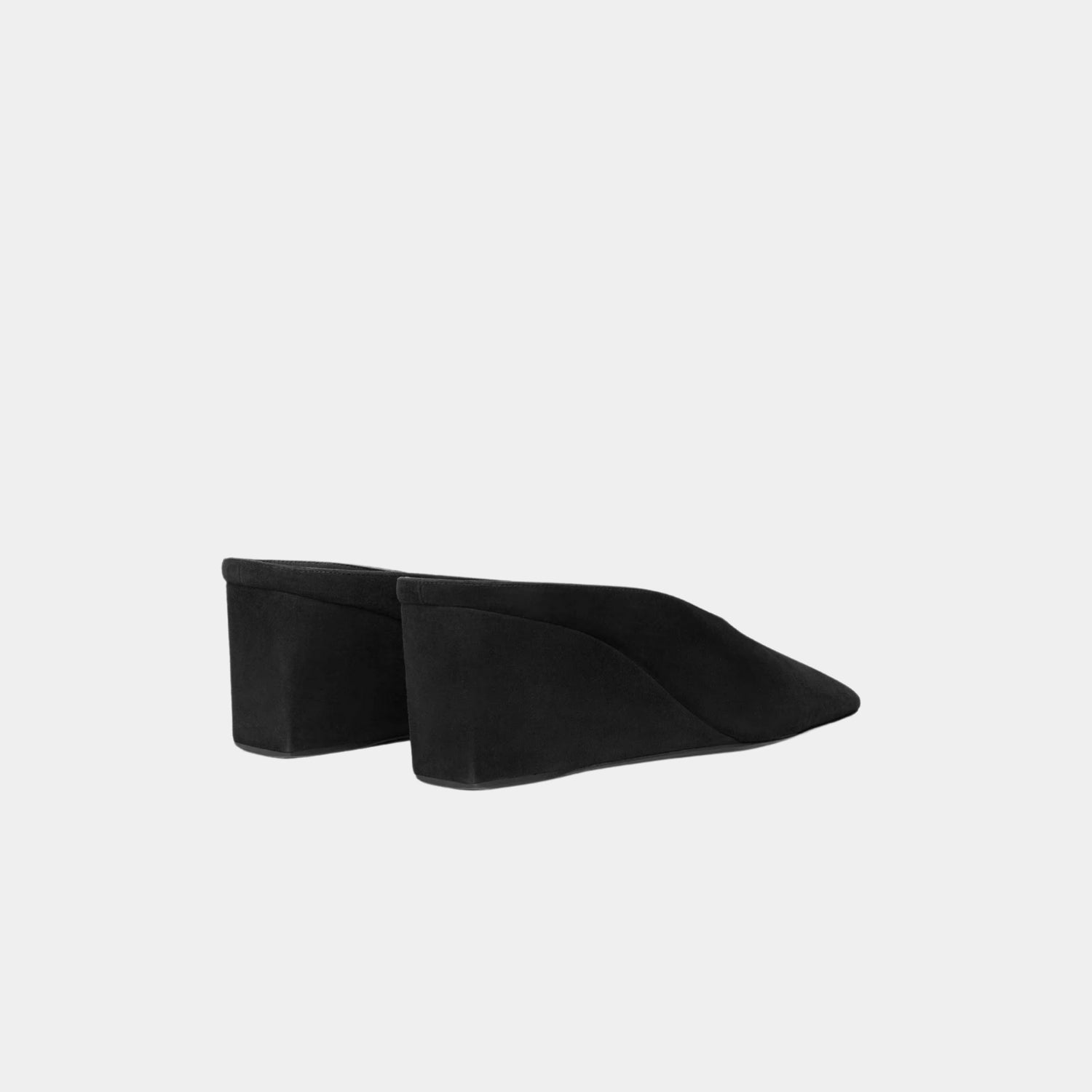 Alaia Cube Wedge Mules In Suede Goatskin, Black, Back