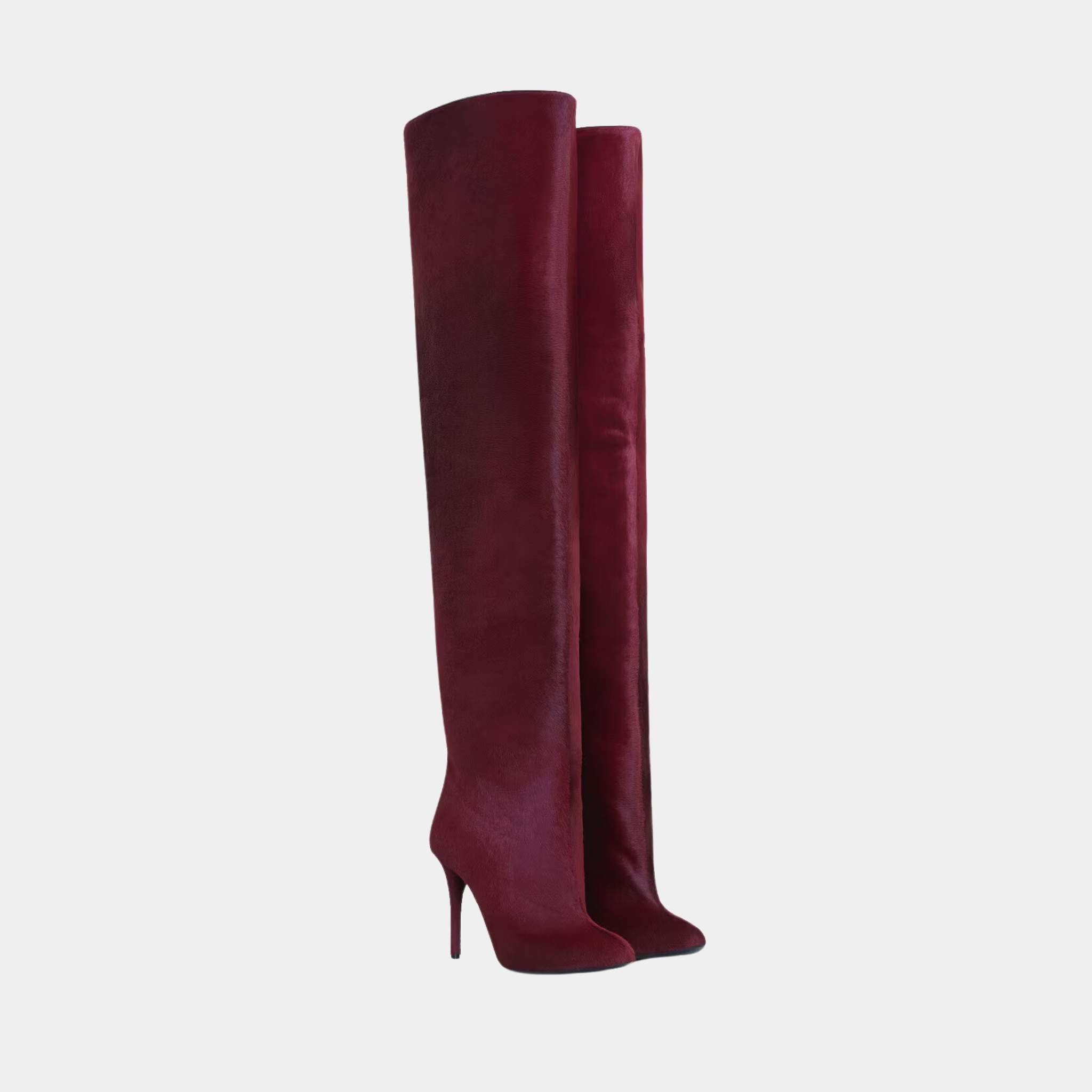 Alaia Decollete Cuissardes In Haircalf, Red, Front View