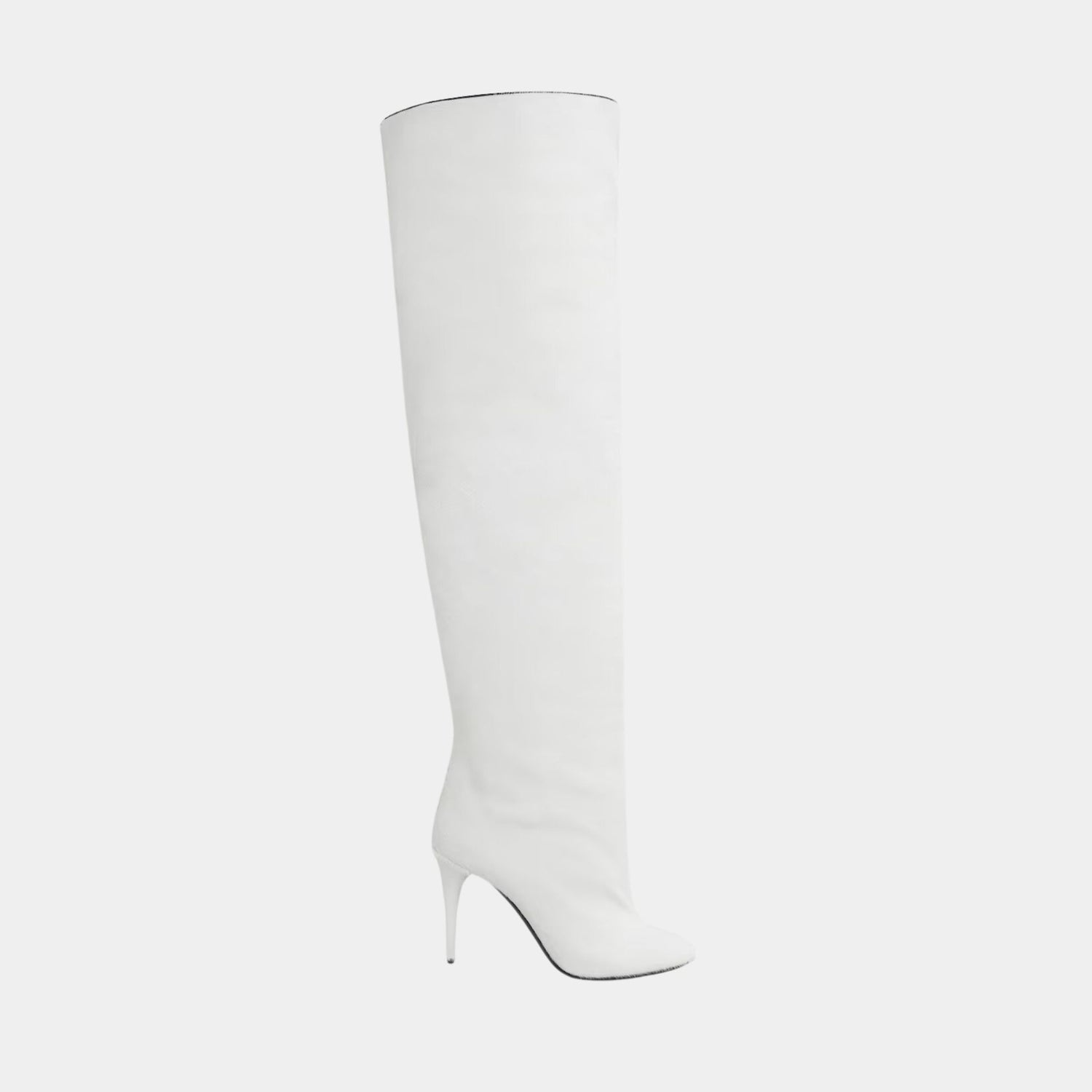 Alaia Decollete Cuissardes In Haircalf, White, Side View