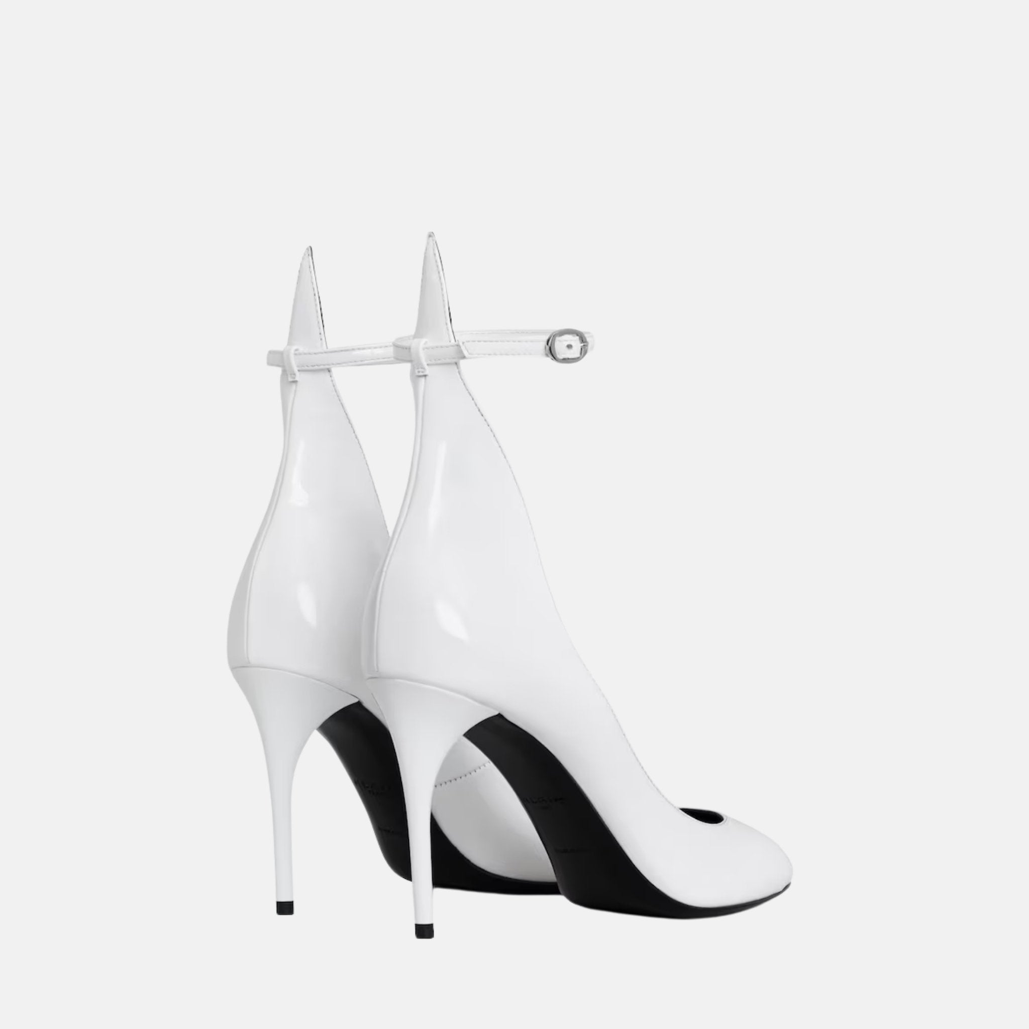 Alaia Decollete Pumps In Patent Leather, White, Back