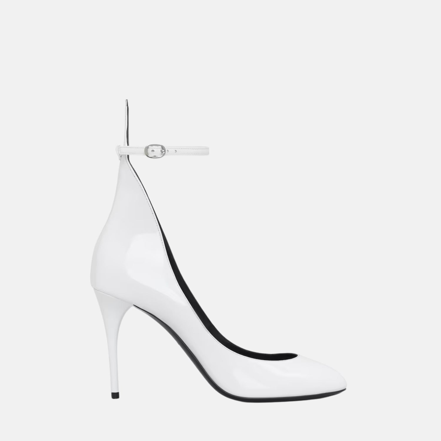 Alaia Decollete Pumps In Patent Leather, White, Side