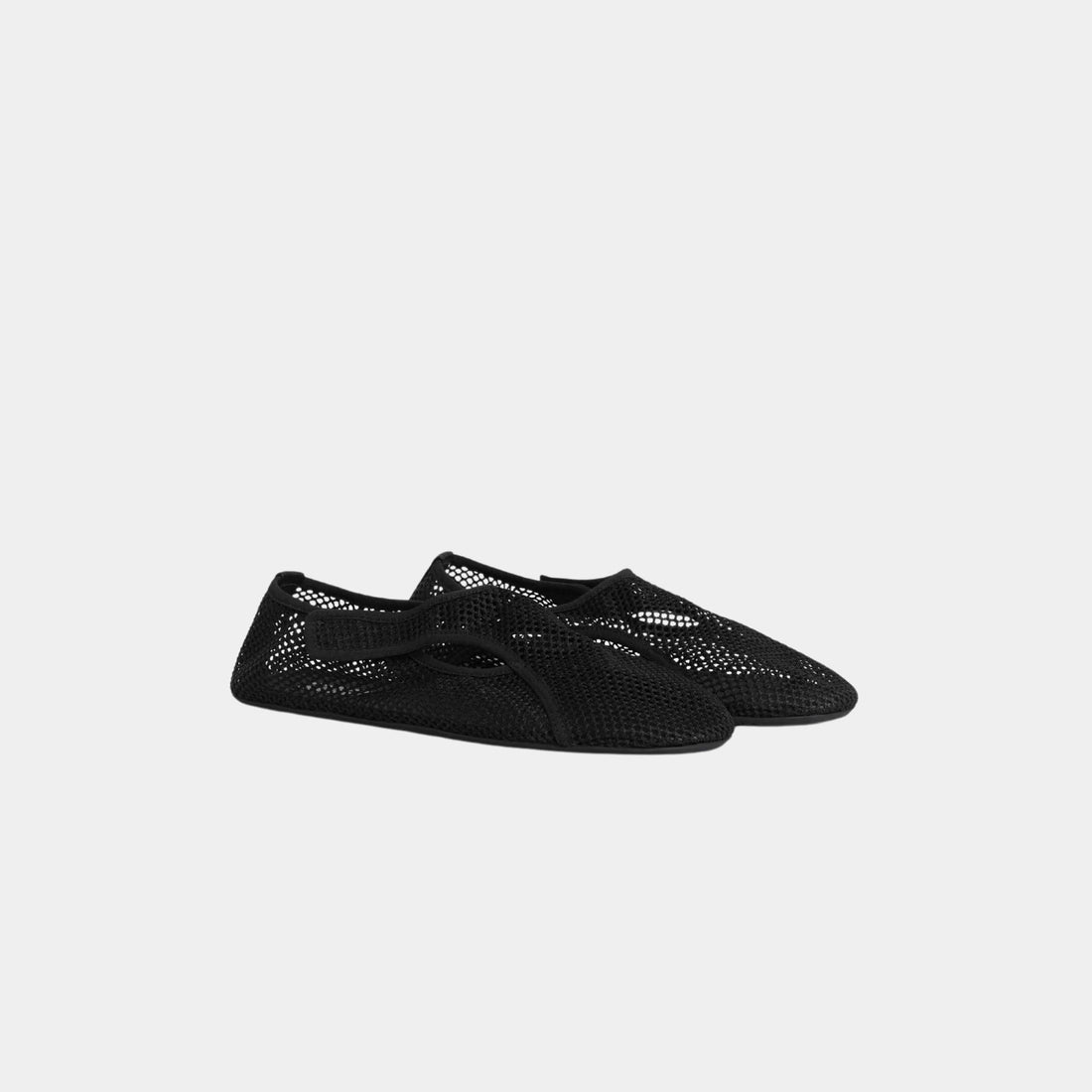 Alaia Fishnet Slippers, Black, Front