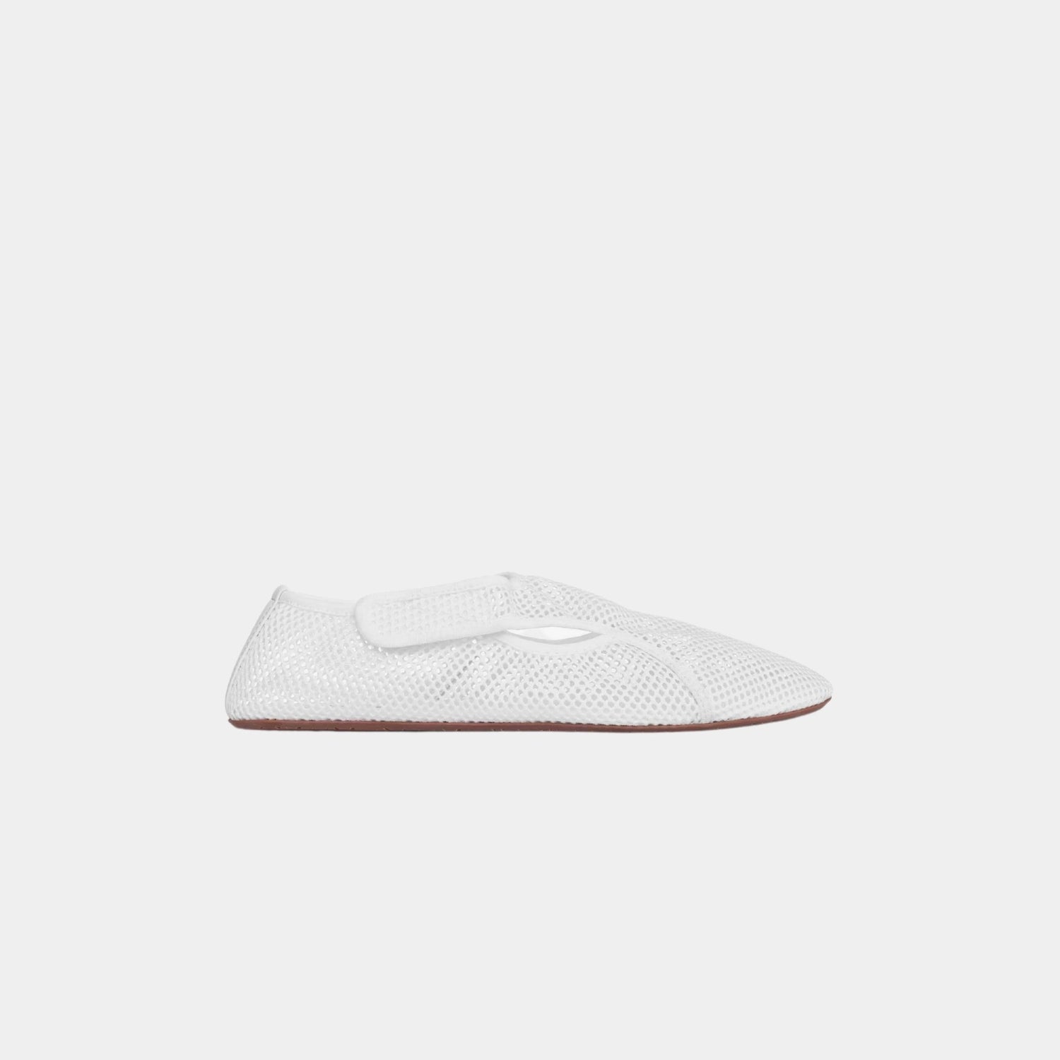 Alaia Fishnet Slippers, White, Side