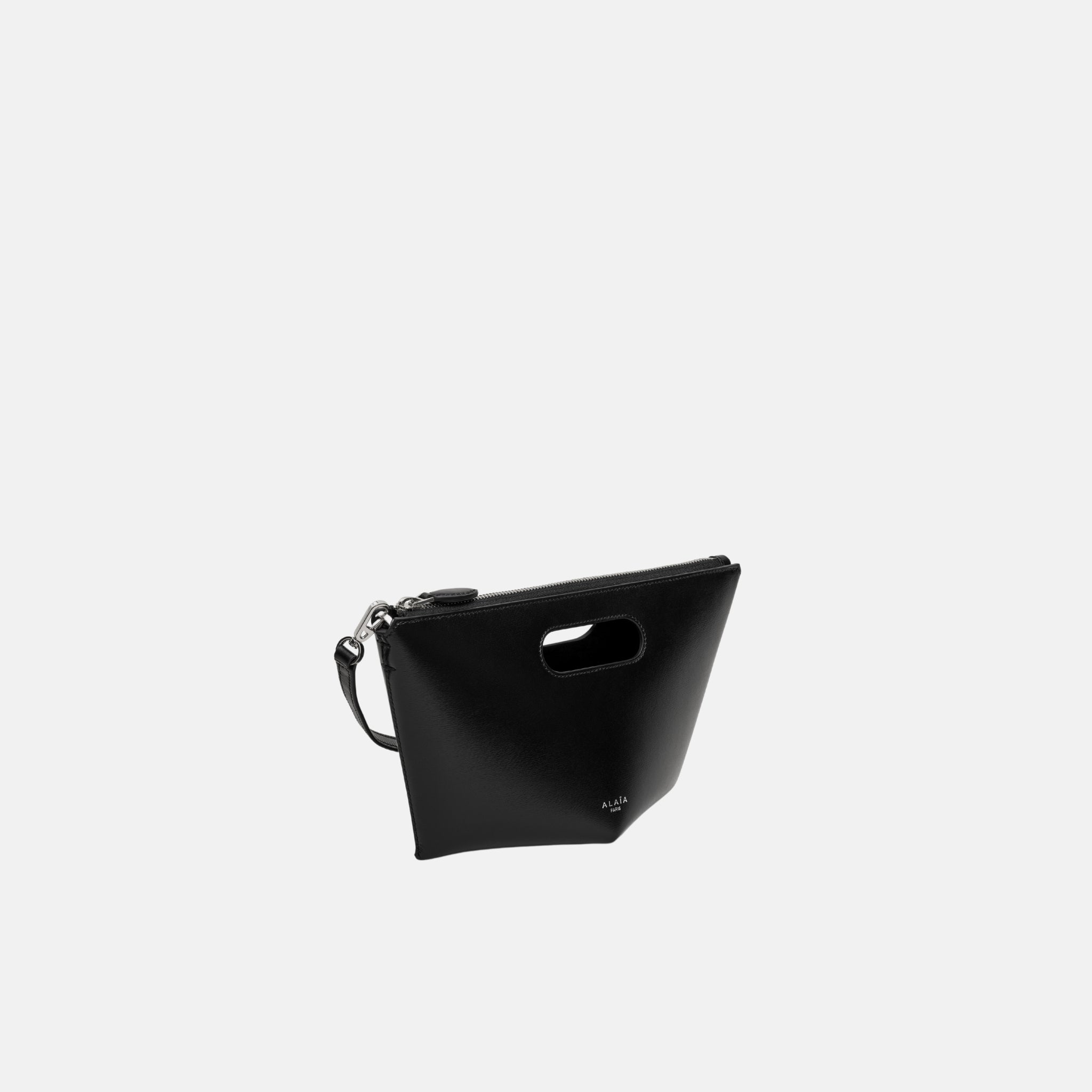 Alaia Folded Zipped Bag In Calfskin, Black, Side