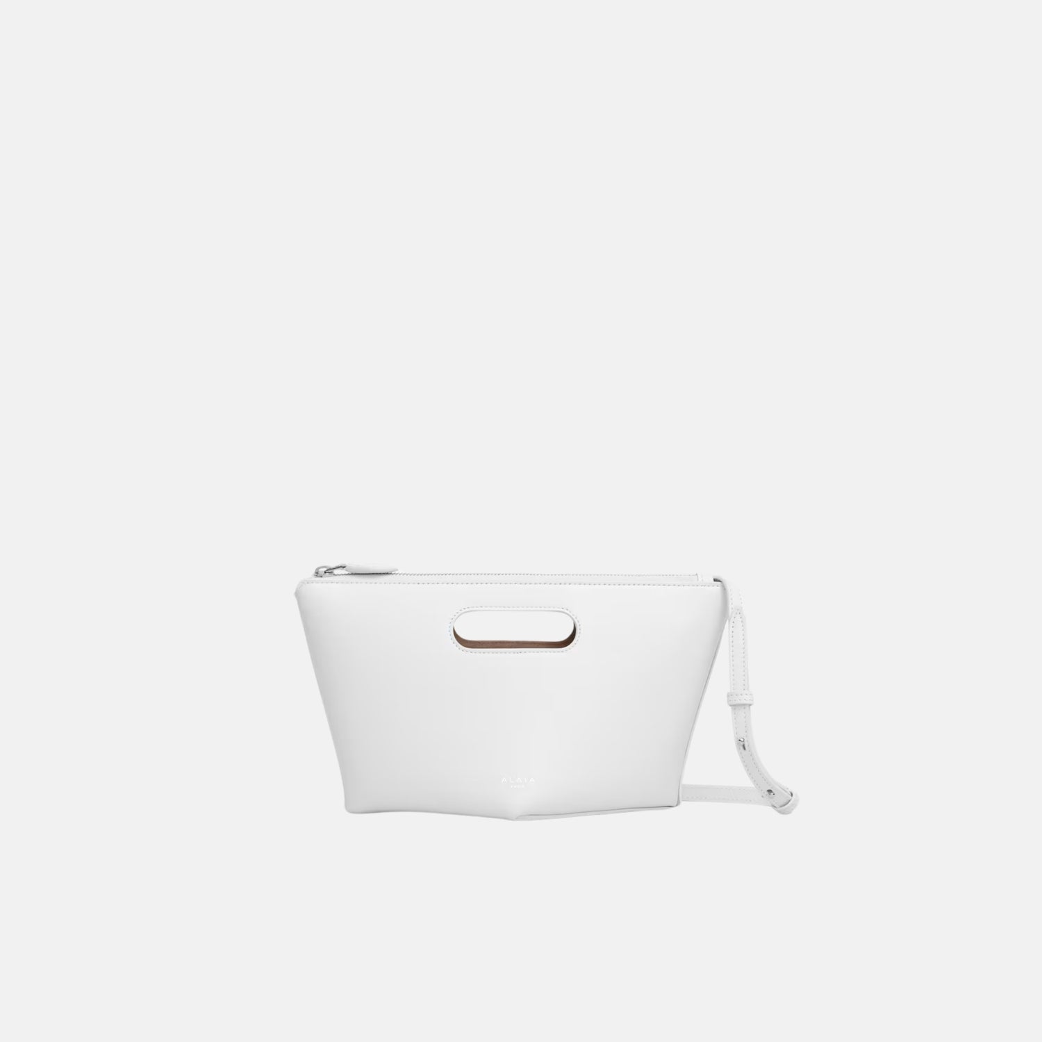 Alaia Folded Zipped Bag In Calfskin, White