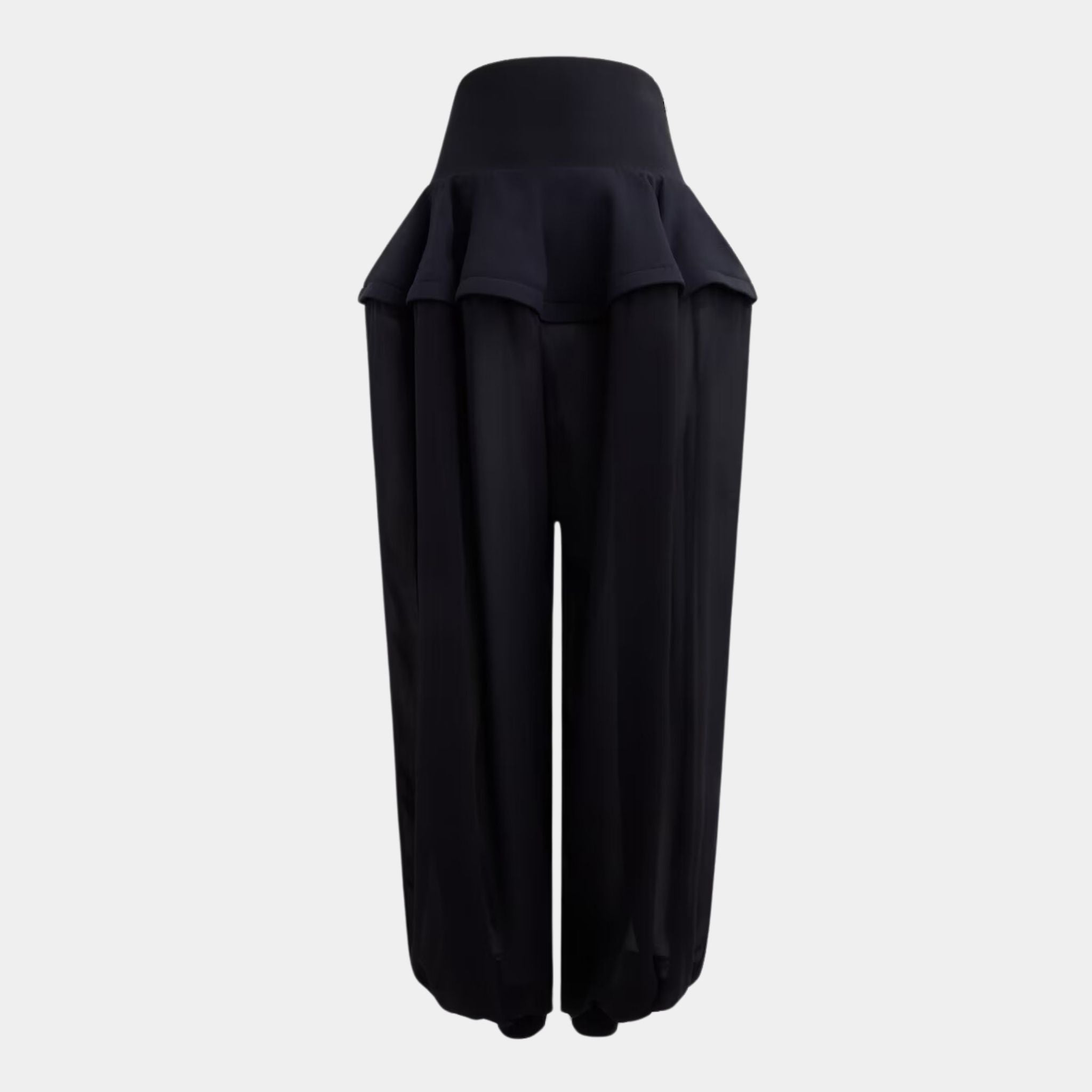 Alaia Georgette Peplum Pants, Black, Back View