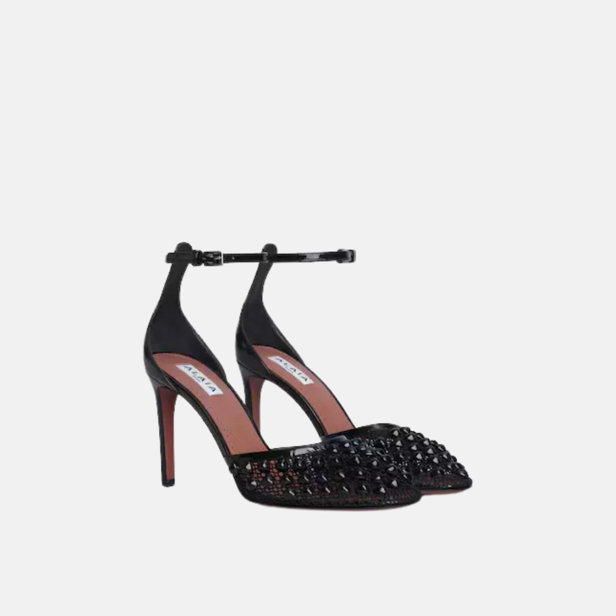 Alaia High Fishnet Pumps With Studs, Black