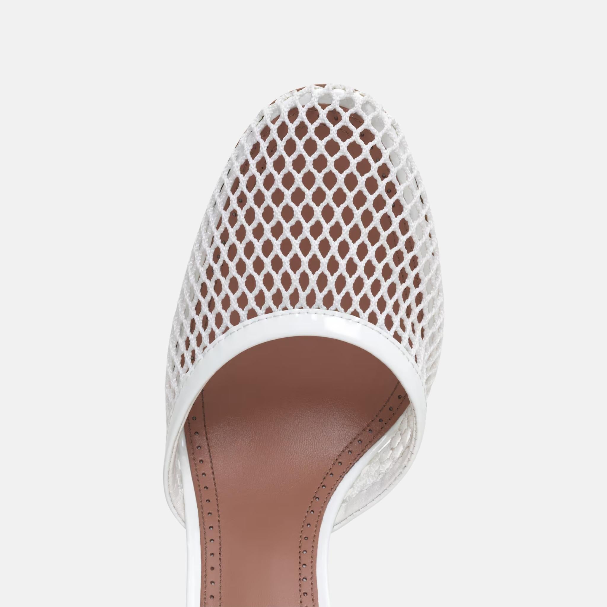 Alaia High Fishnet Pumps, White, Close