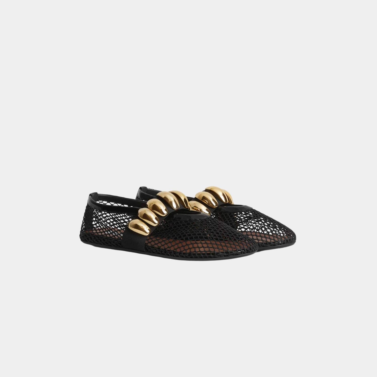 Alaia Jewelry Mesh Ballerinas, Black, Front