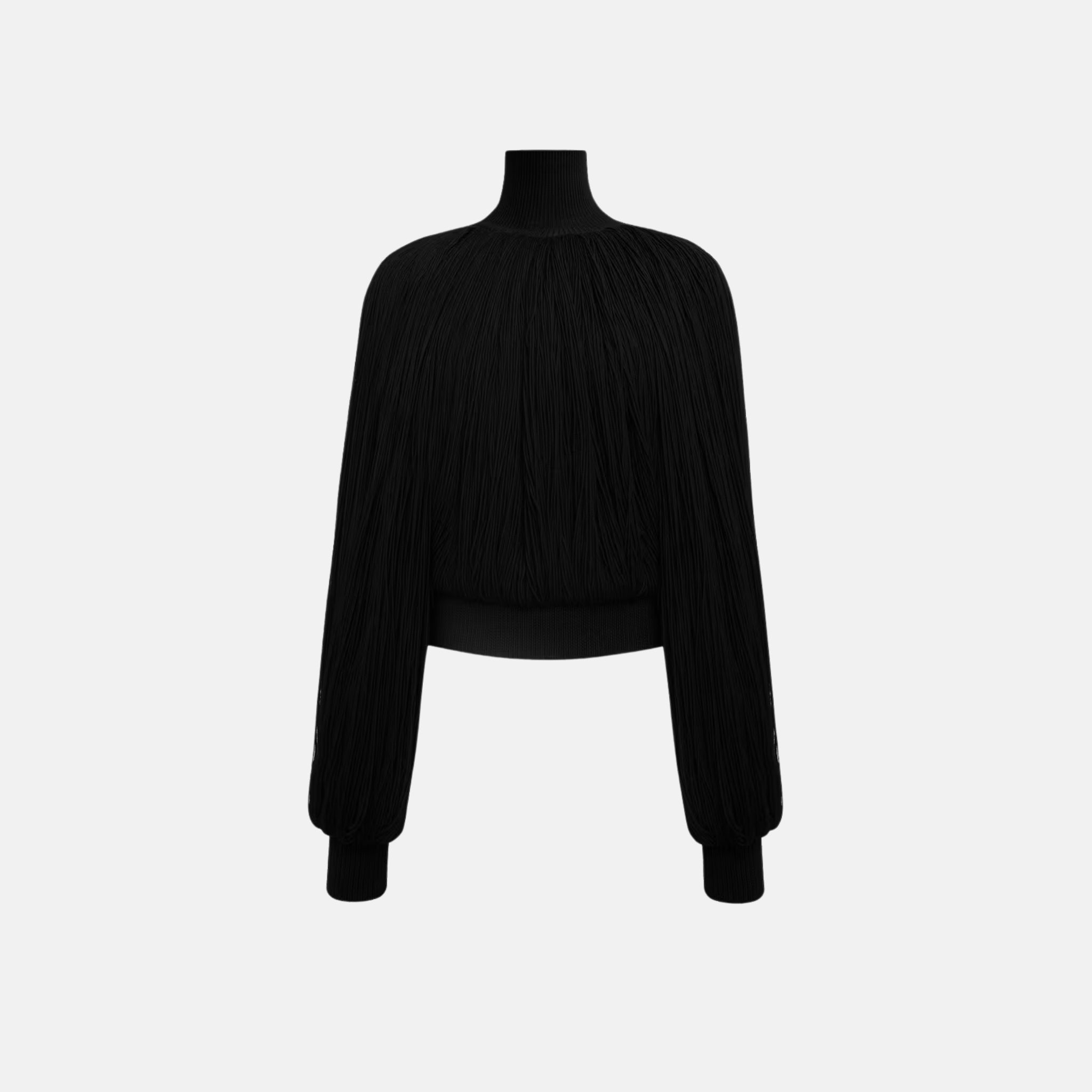 Alaia Knitted Fringes Jumper, Black, Front