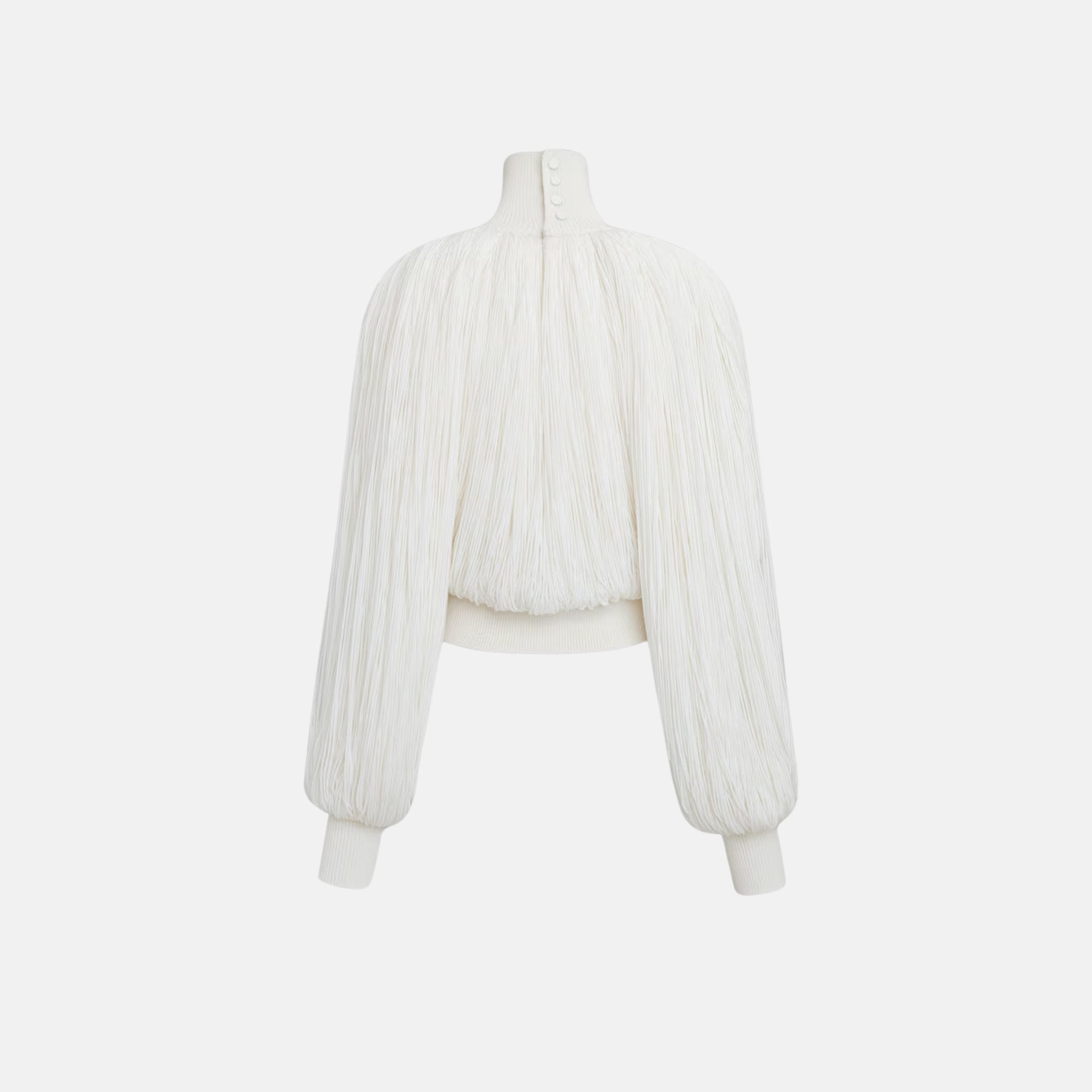 Alaia Knitted Fringes Jumper, White, Back