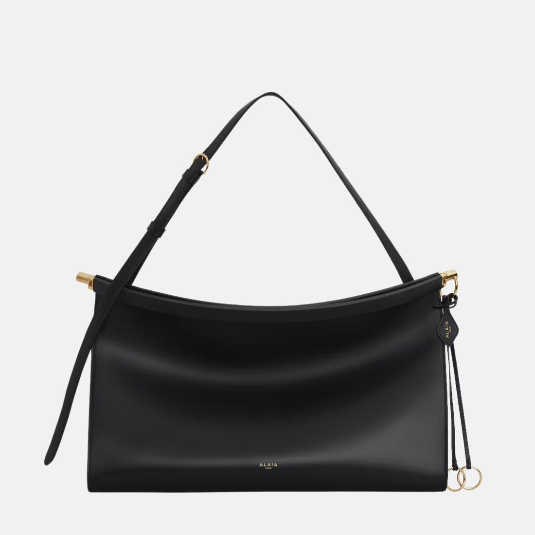 Alaia Le Click East West Large Bag In Leather, Black, Front