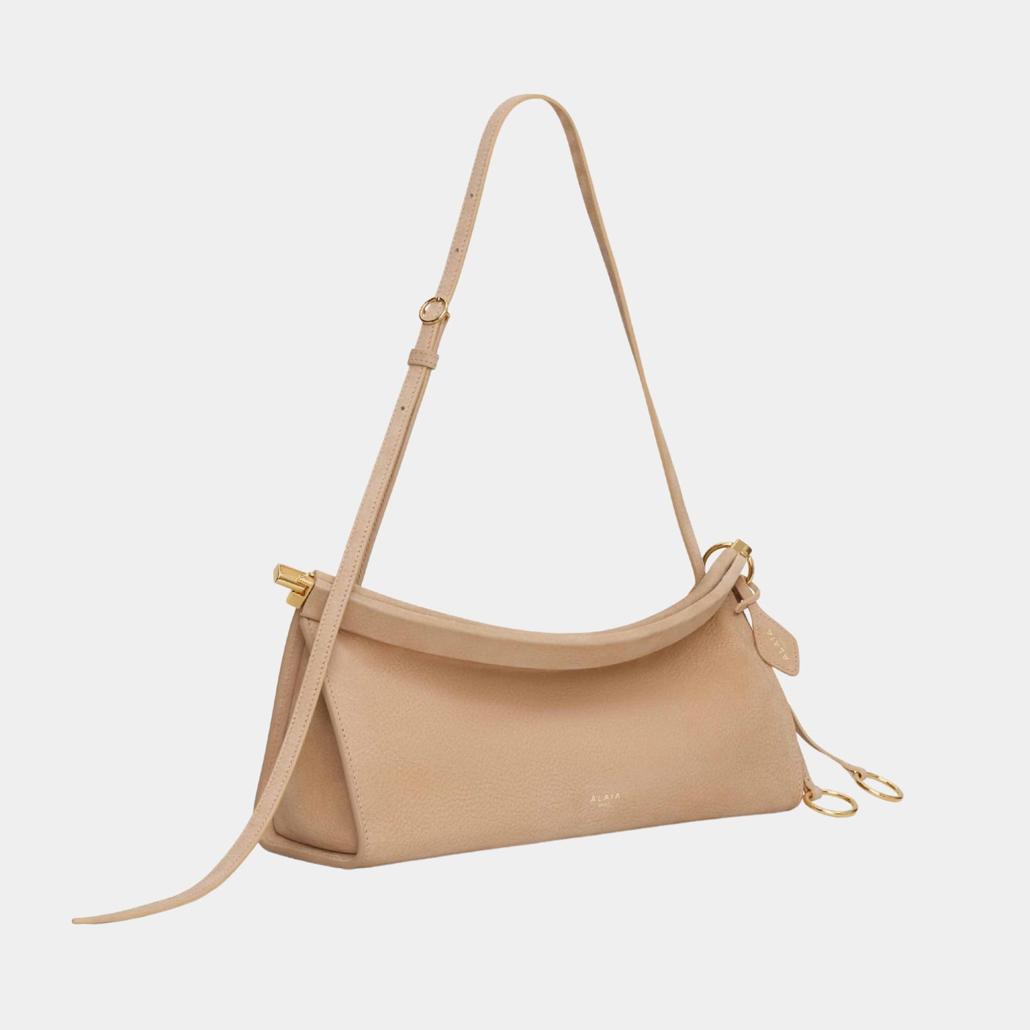 Alaia Le Click East West Medium Bag In Nubuck, Desert, Side