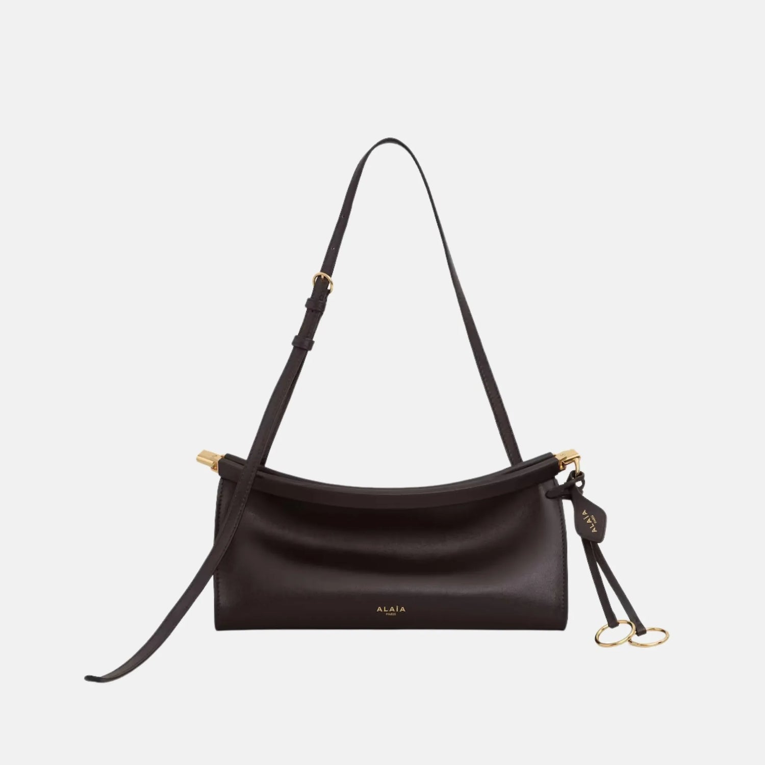 Alaia Le Click East West Small Leather Bag, Brown, Front