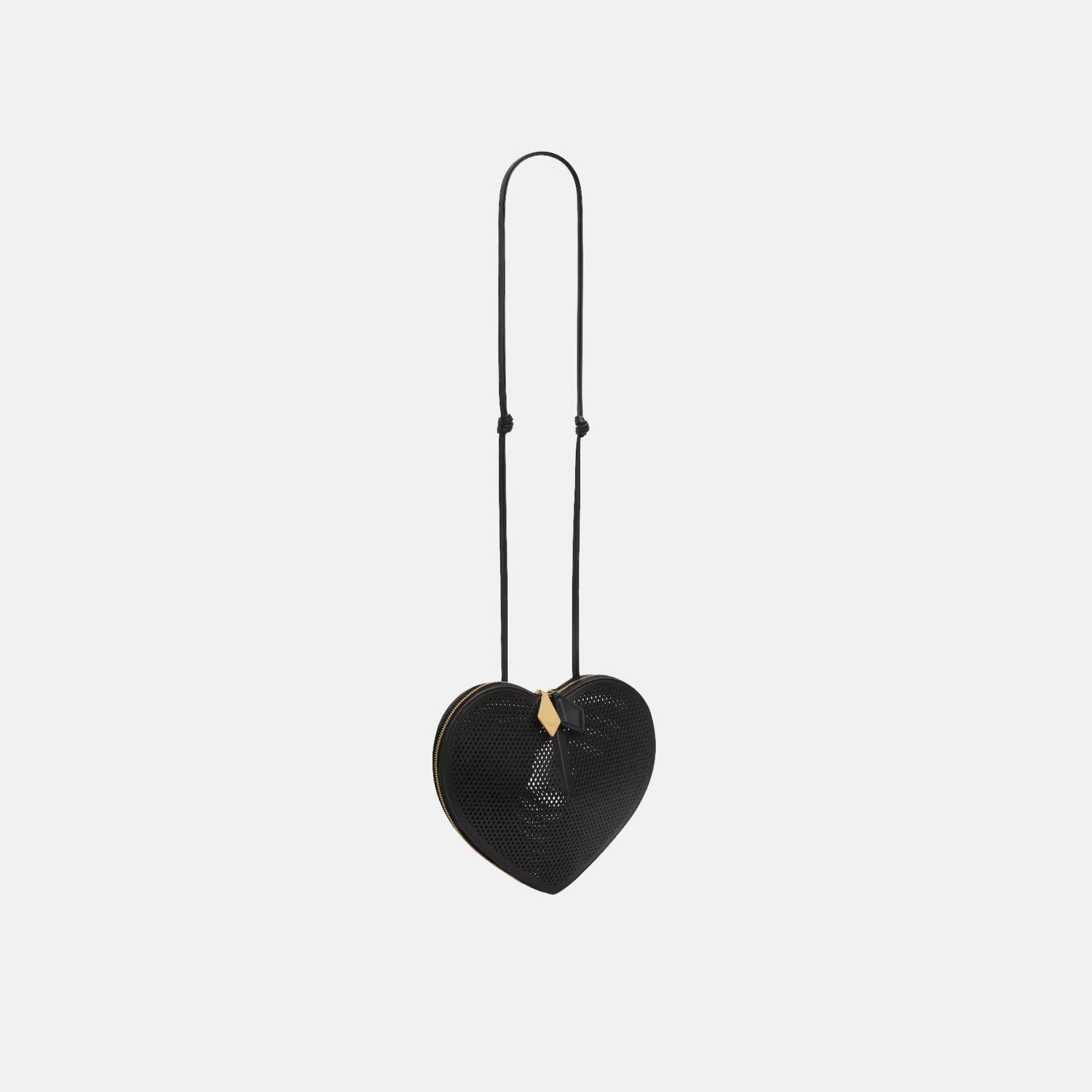 Alaia Le Coeur Bag In Perforated Leather, Black, Front