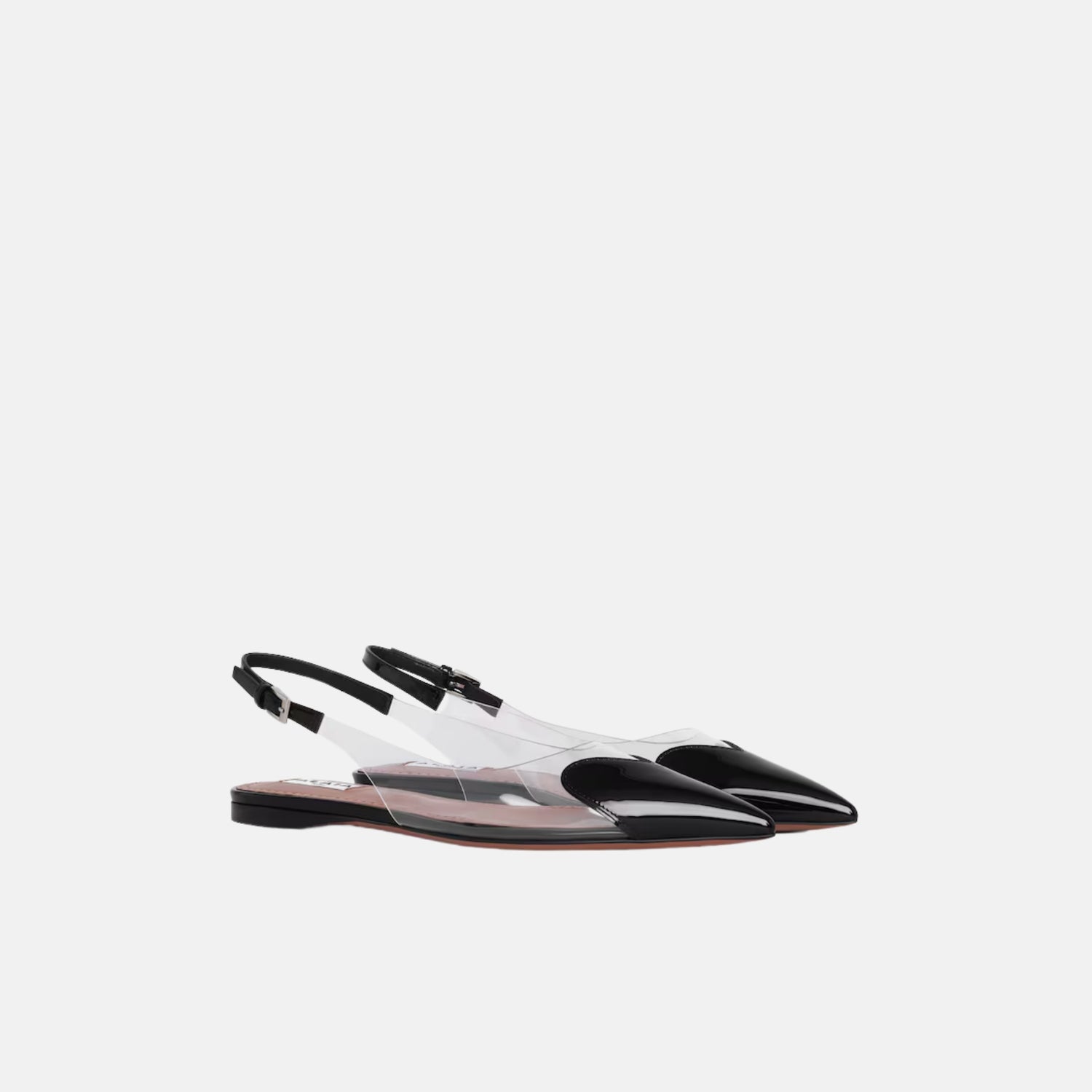 Alaia Le Coeur Flat Slingbacks In Patent Calfskin, Black