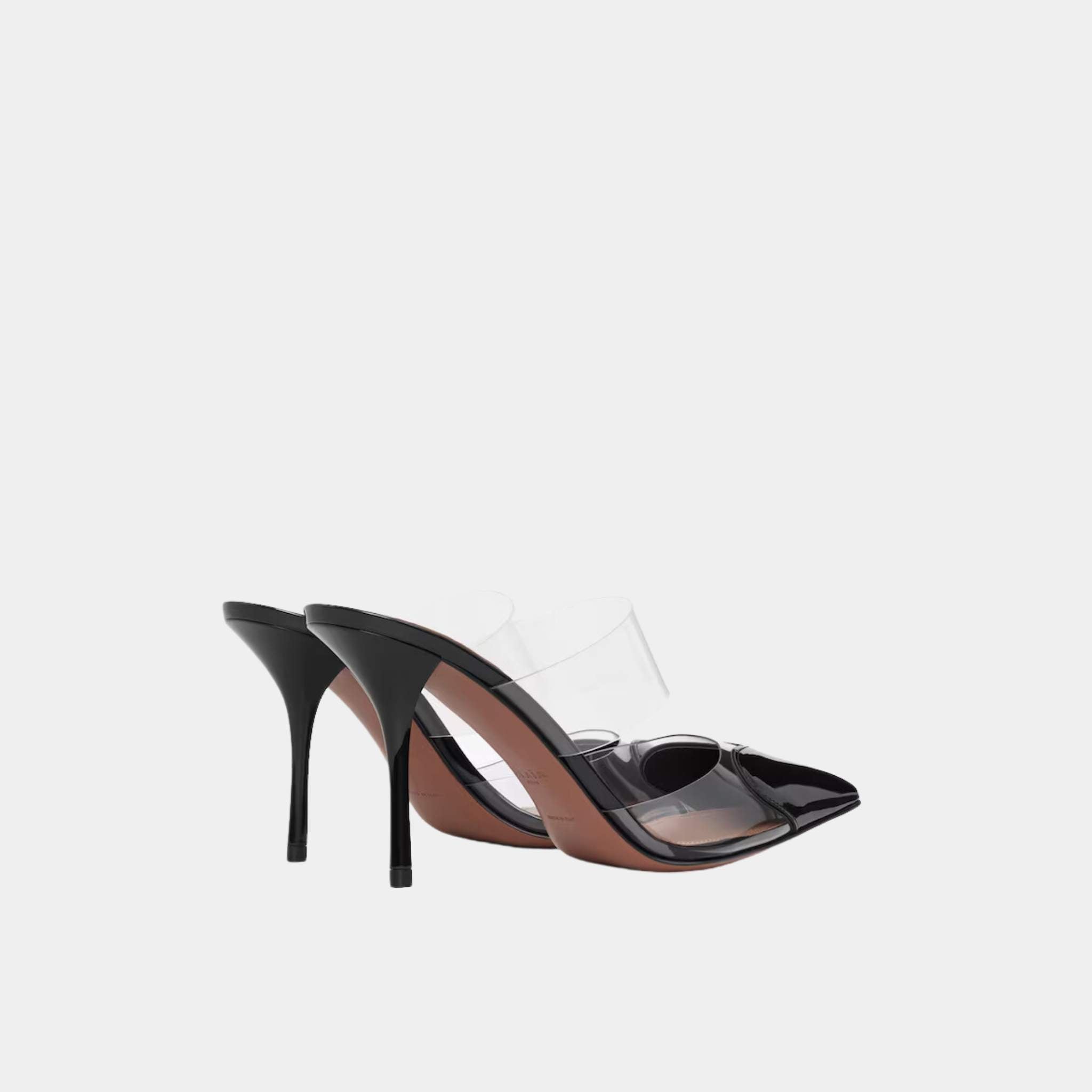 Alaia Le Cœur Mules In Patent Calfskin, Black, Backside View