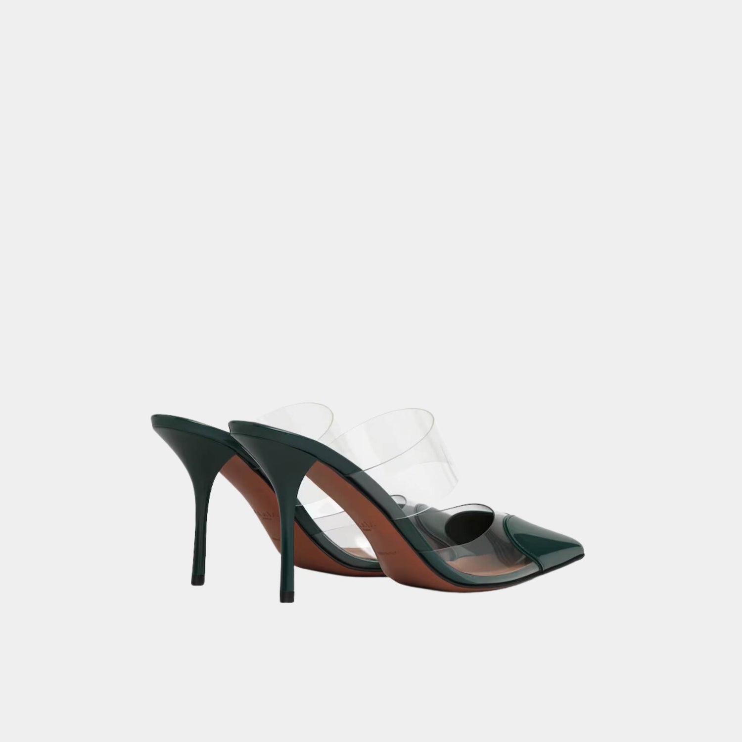 Alaia Le Cœur Mules In Patent Calfskin, Green, Backside View