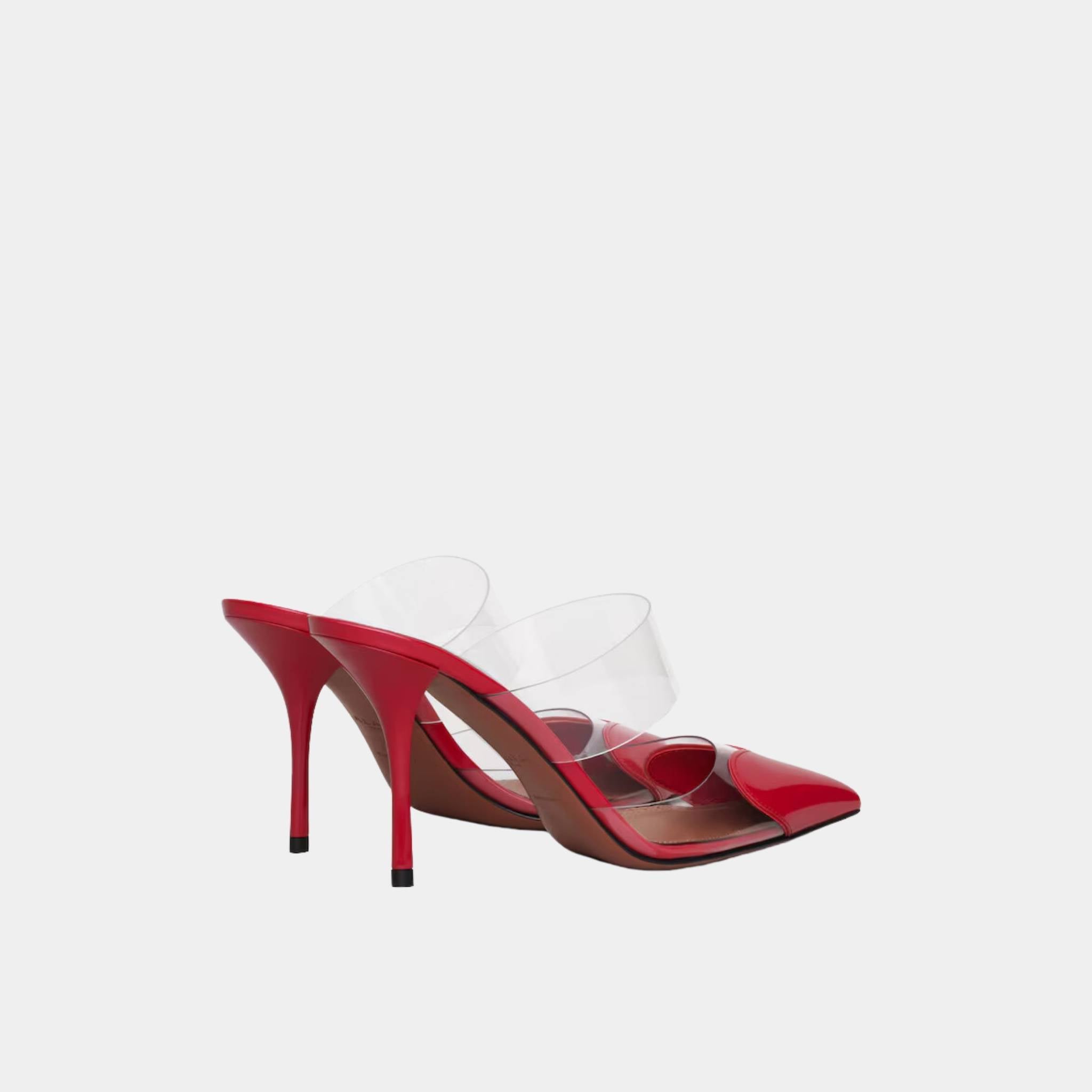 Alaia Le Cœur Mules In Patent Calfskin, Lacquer Red, Backside View