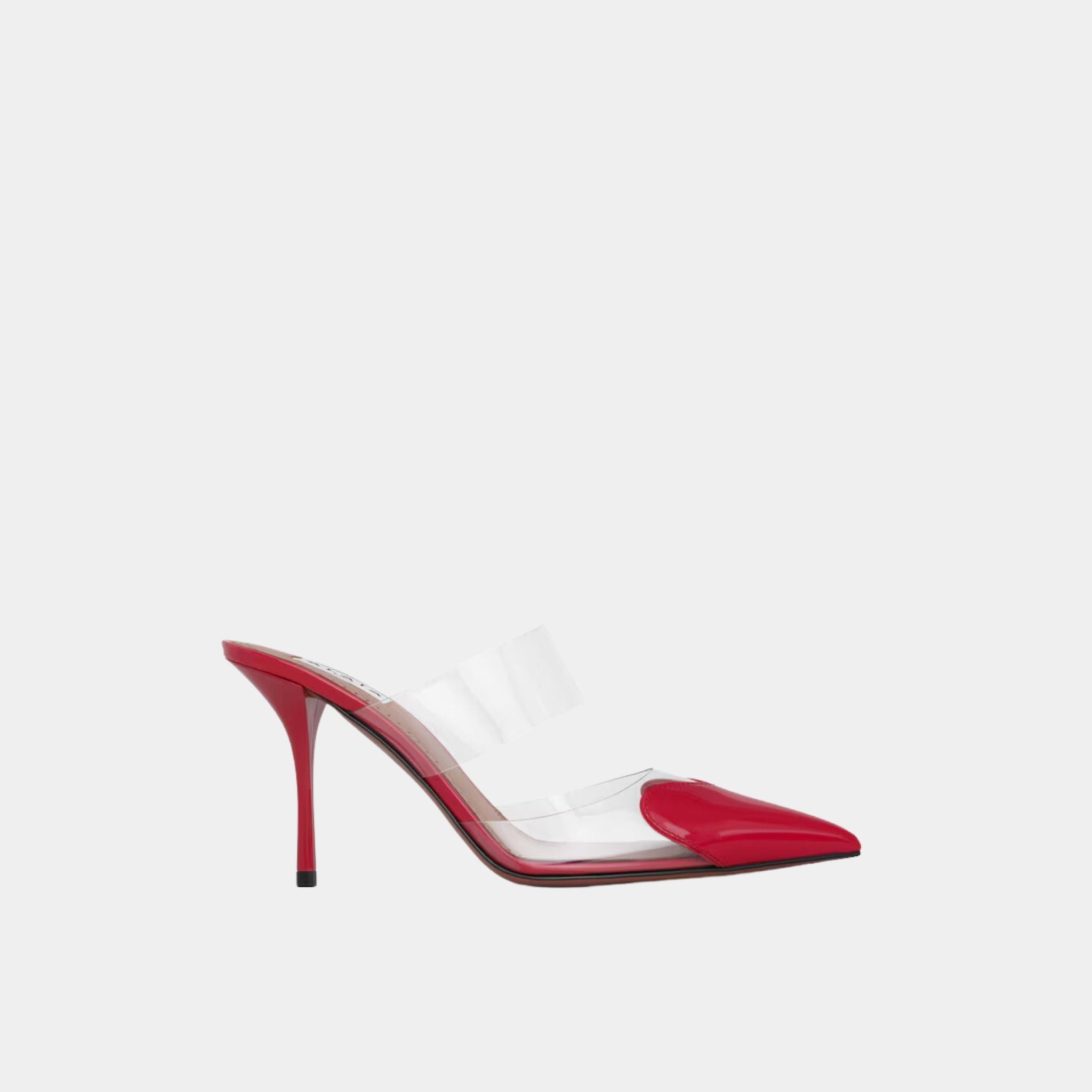 Alaia Le Cœur Mules In Patent Calfskin, Lacquer Red, Side View