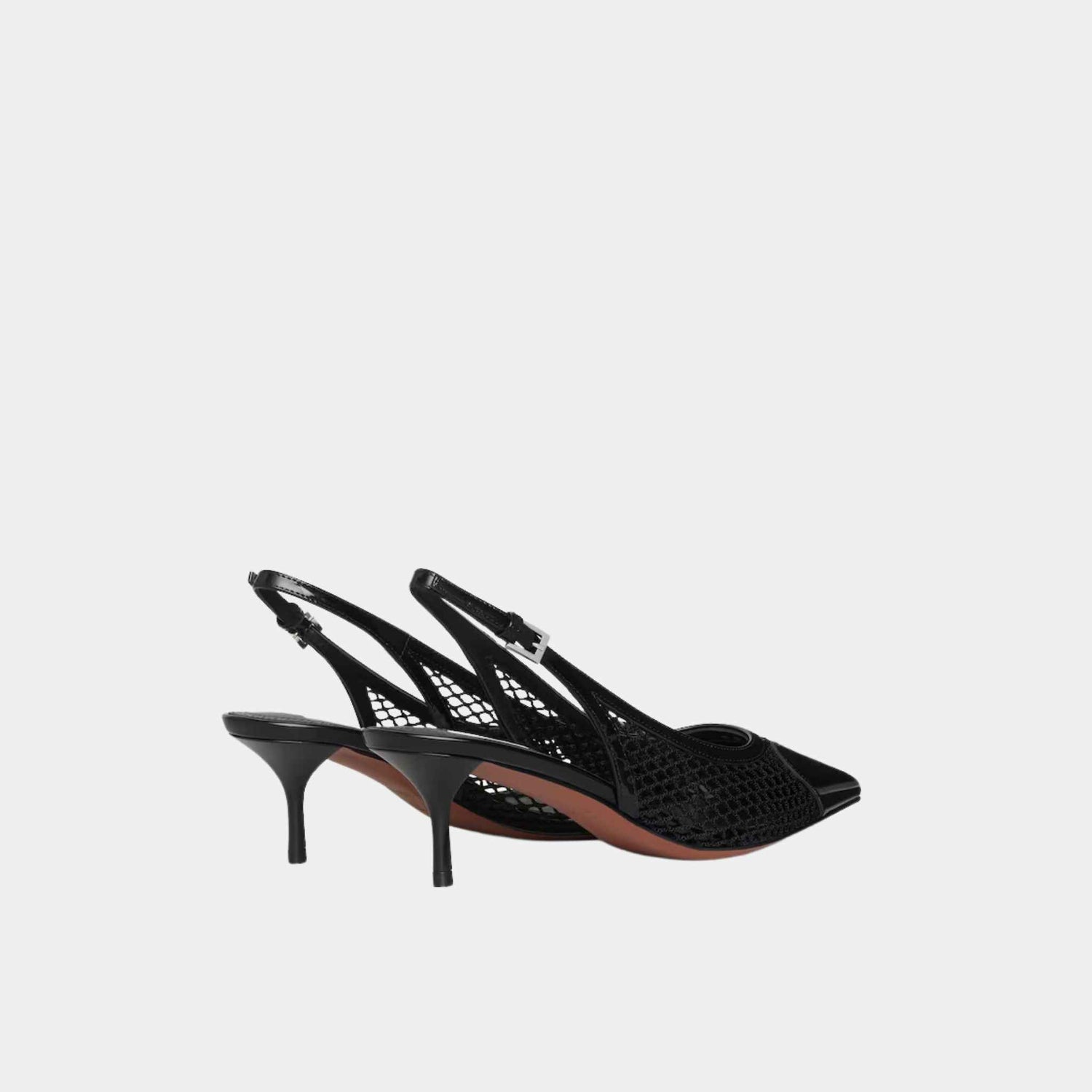 Alaia Le Cœur Slingbacks In Fishnet, Black, Back View