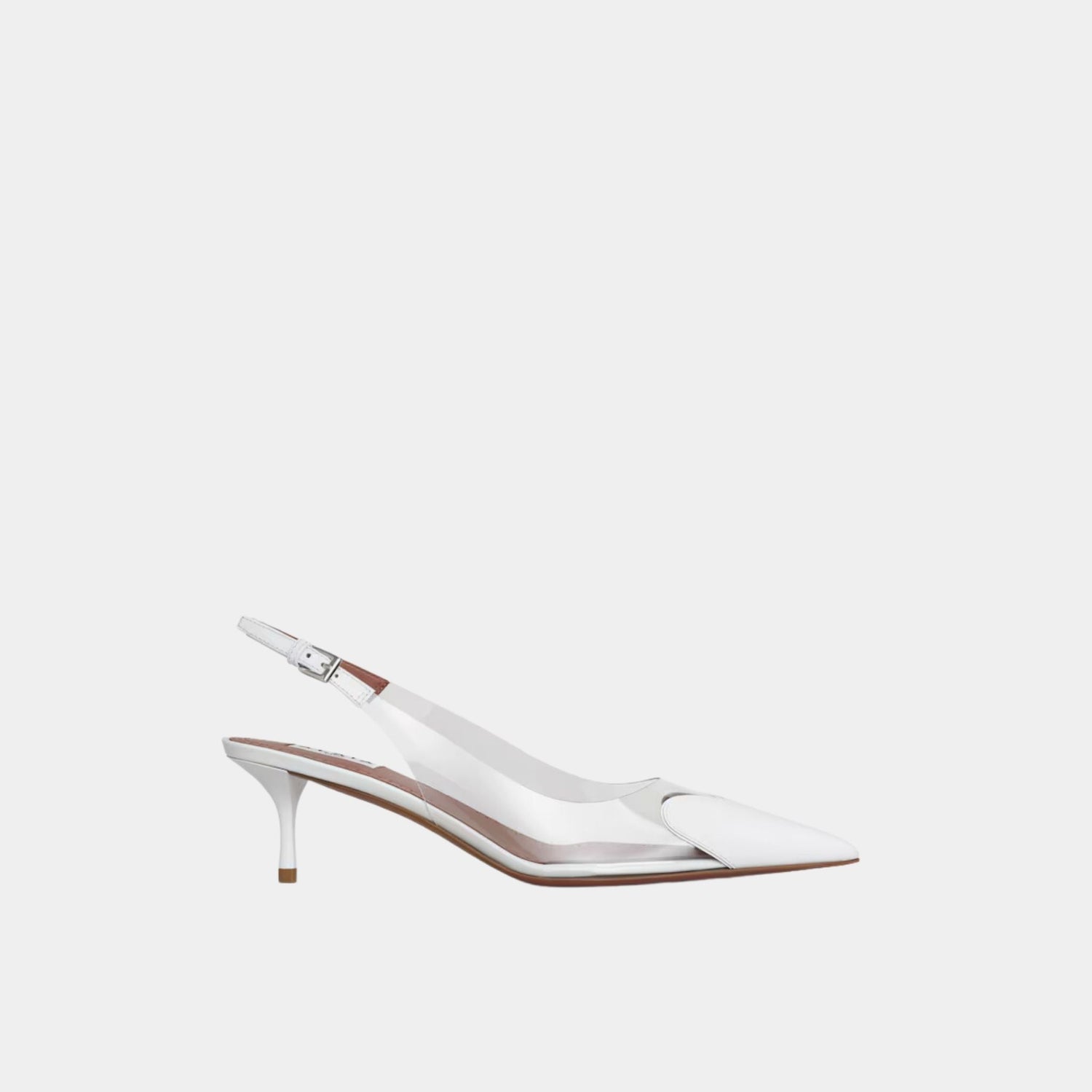 Alaia Le Cœur Slingbacks in Patent Lambskin, White, Front View