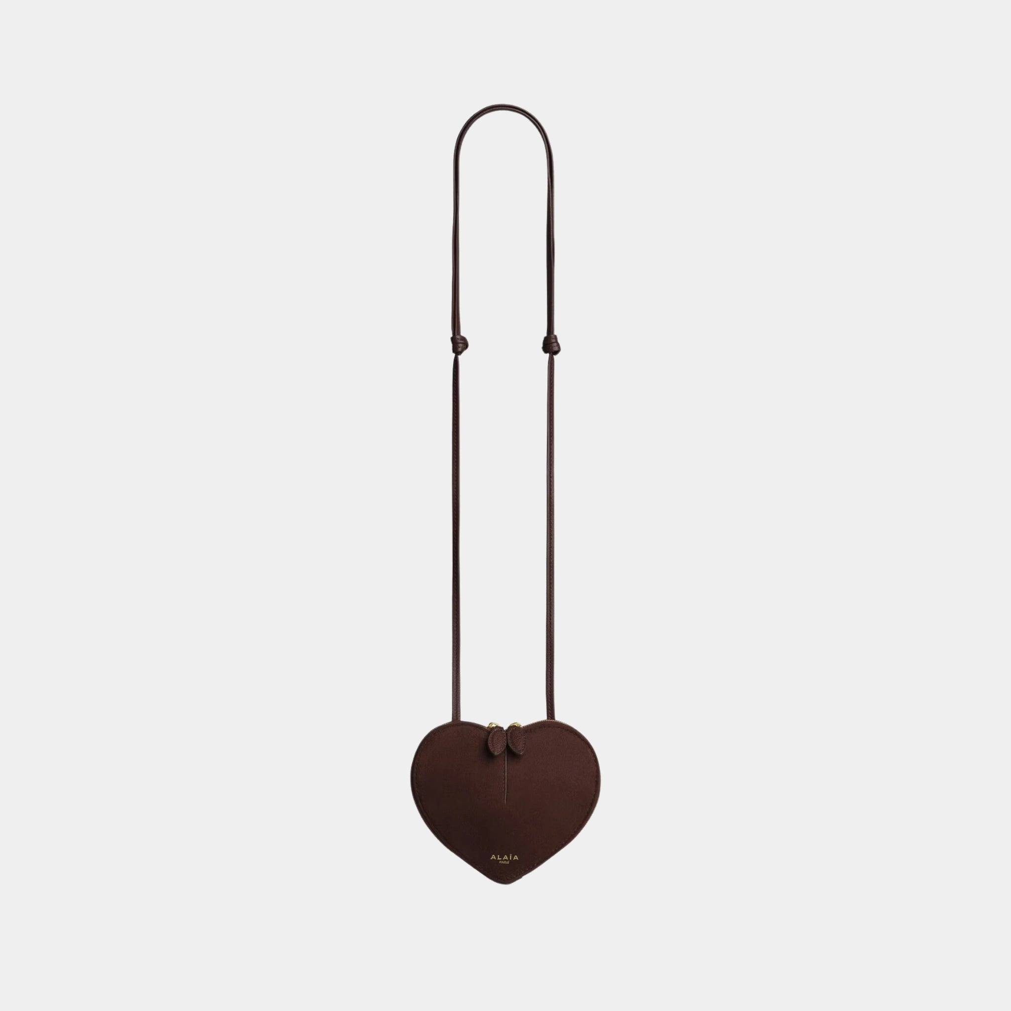 Alaia Le Coeur Small Bi Material Bag in Leather, Brown