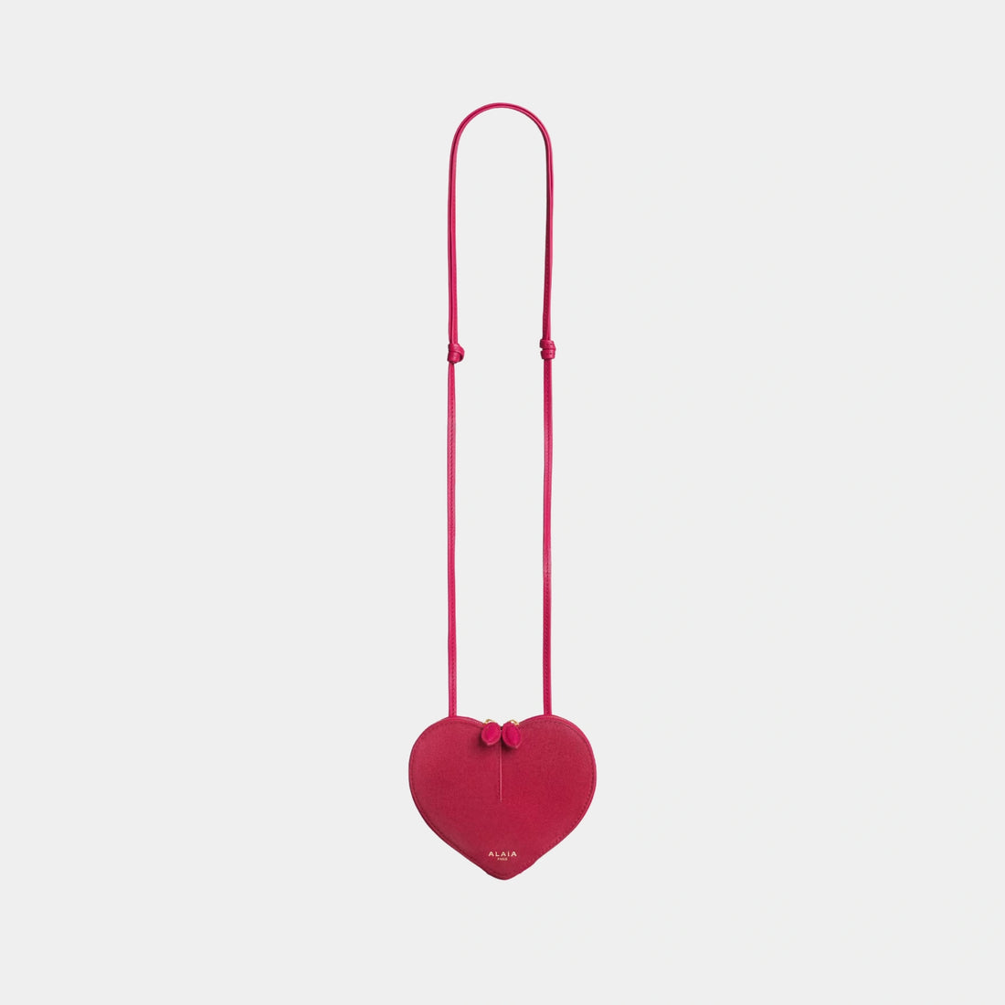 Alaia Le Coeur Small Bi Material Bag in Leather, Framboise, Front