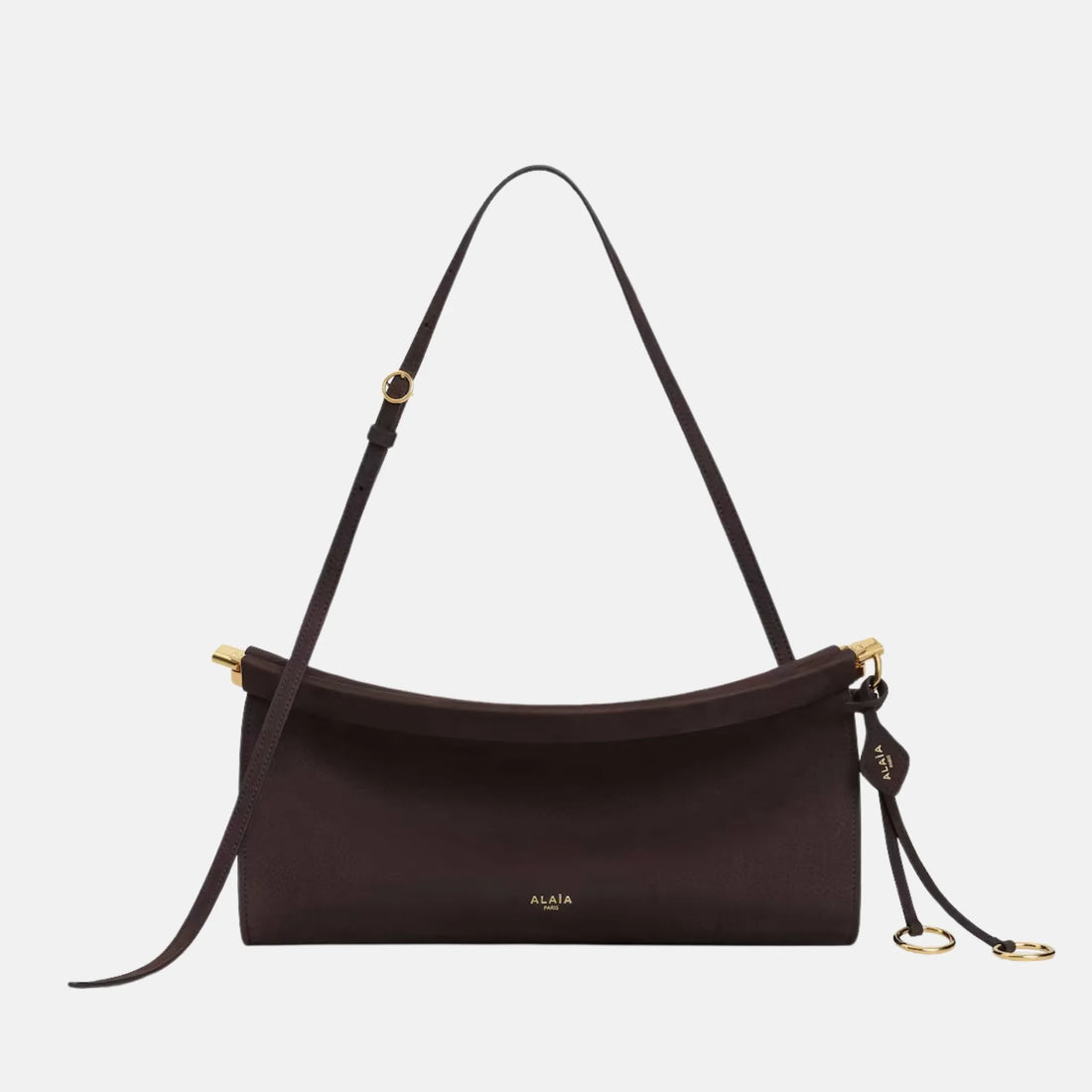 Alaia Le Teckel Clutch in Leopard Pony Leather, Dark Brown, Front