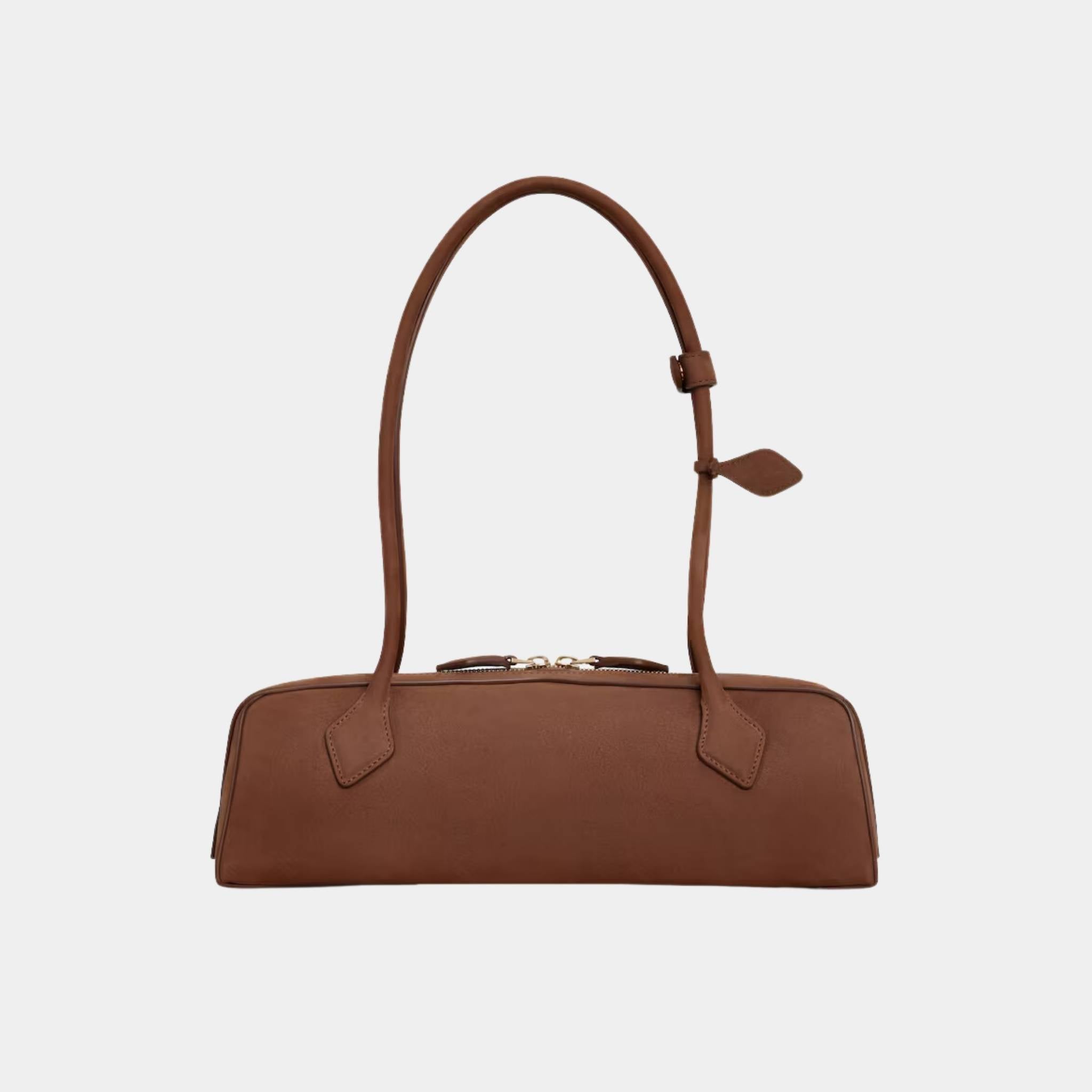 Alaia Le Teckel Medium Bag In Nubuck Calfskin, Brown, Back View